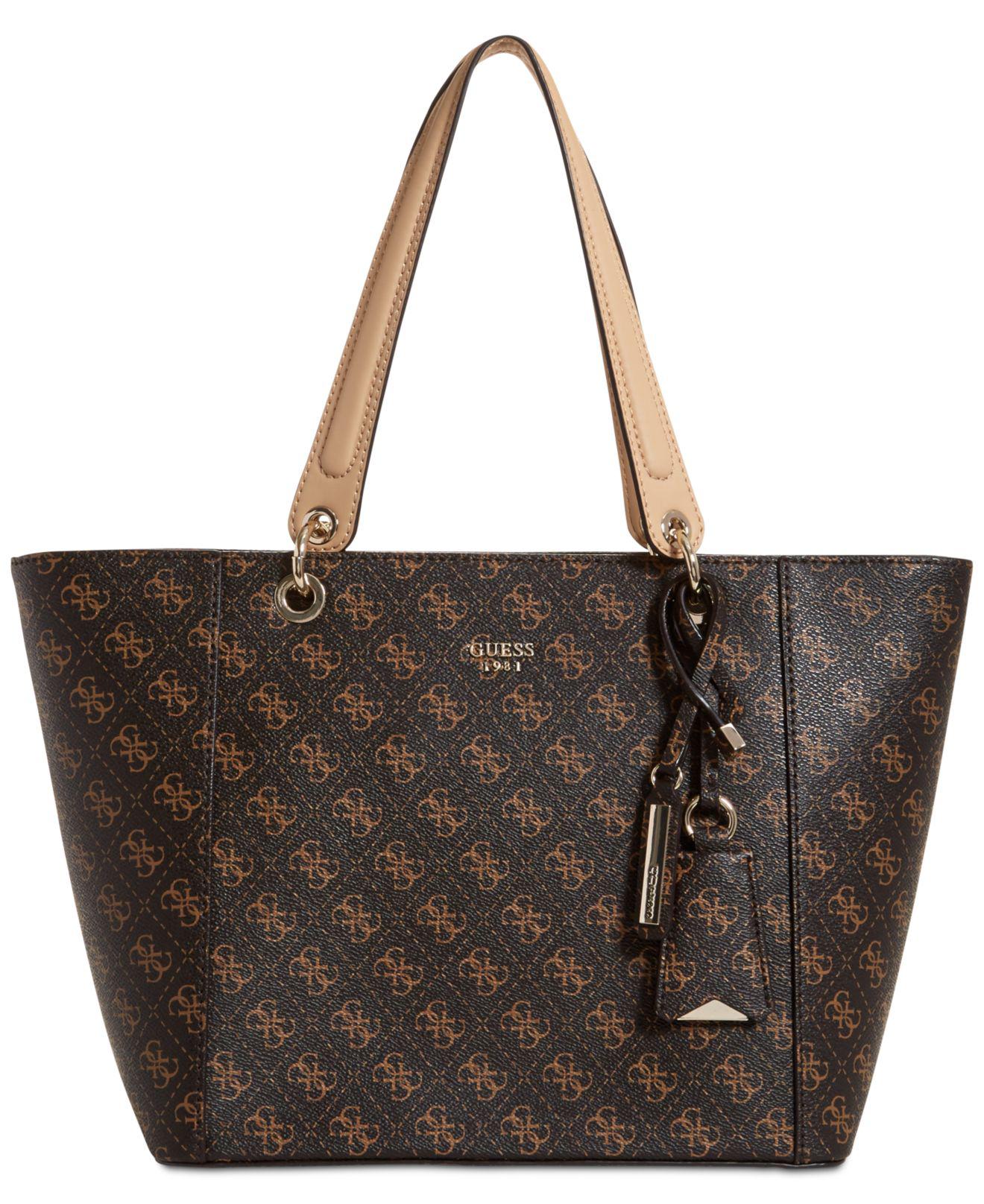 Guess Kamryn Extra-large Tote in Brown/Gold (Brown) - Lyst