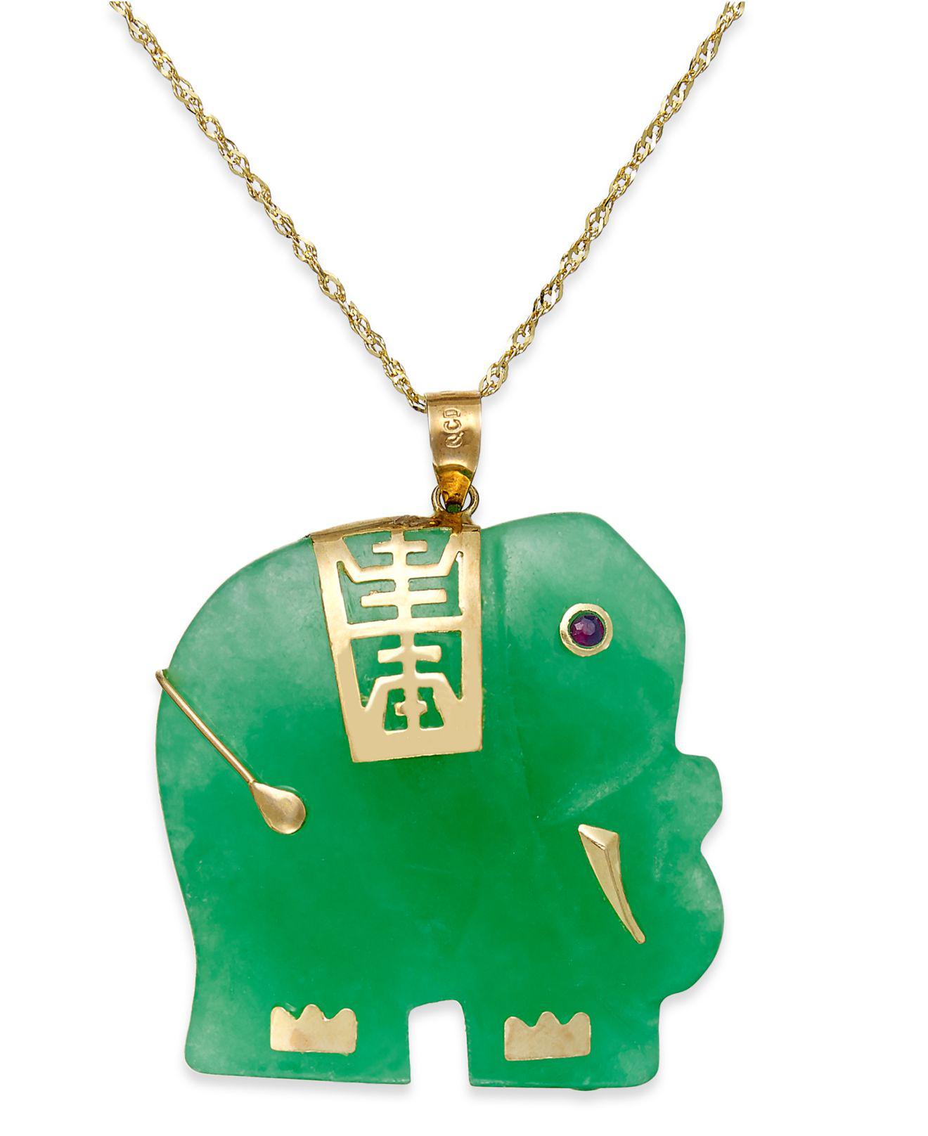 green jade elephant necklace