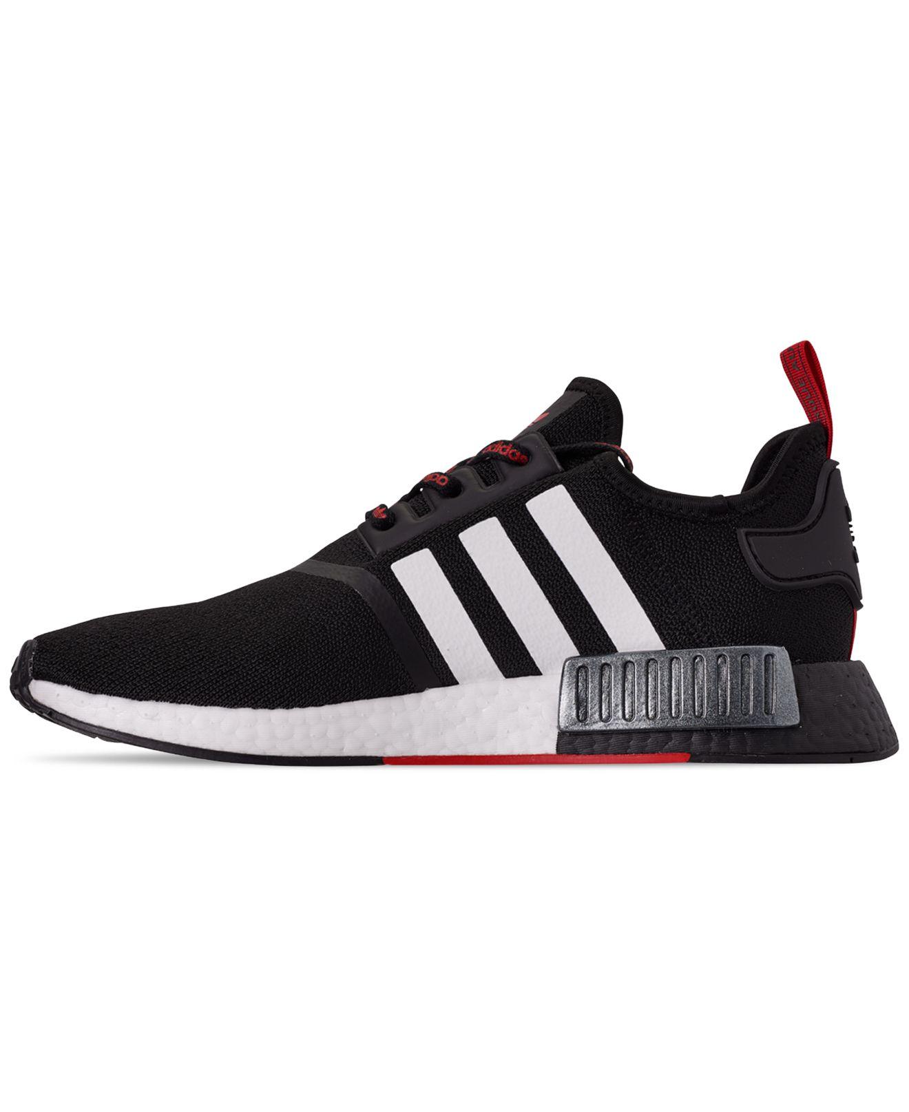 adidas nmd r1 black white scarlet