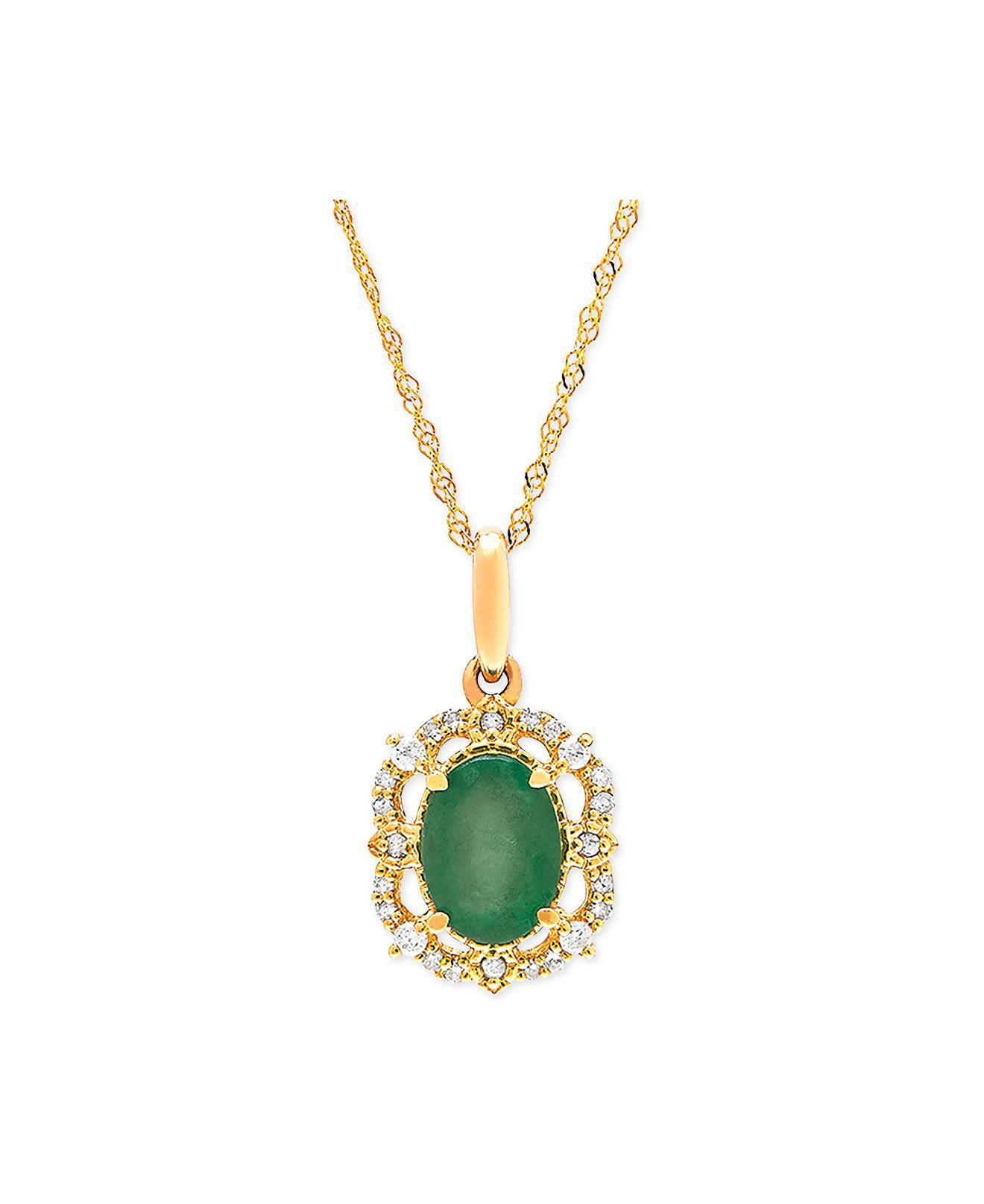 Macy's Emerald (3/4 Ct. T.w.) & Diamond (1/10 Ct. T.w.) 18