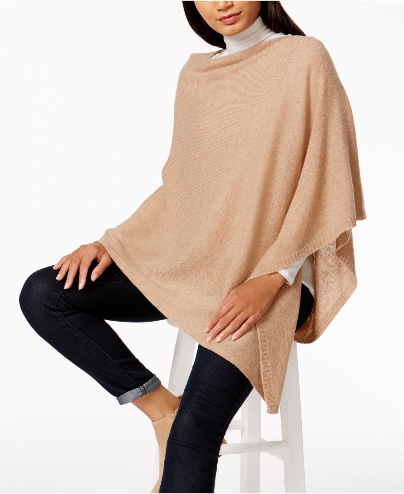 Charter Club Cashmere Poncho in Heather Camel (Natural) | Lyst Canada