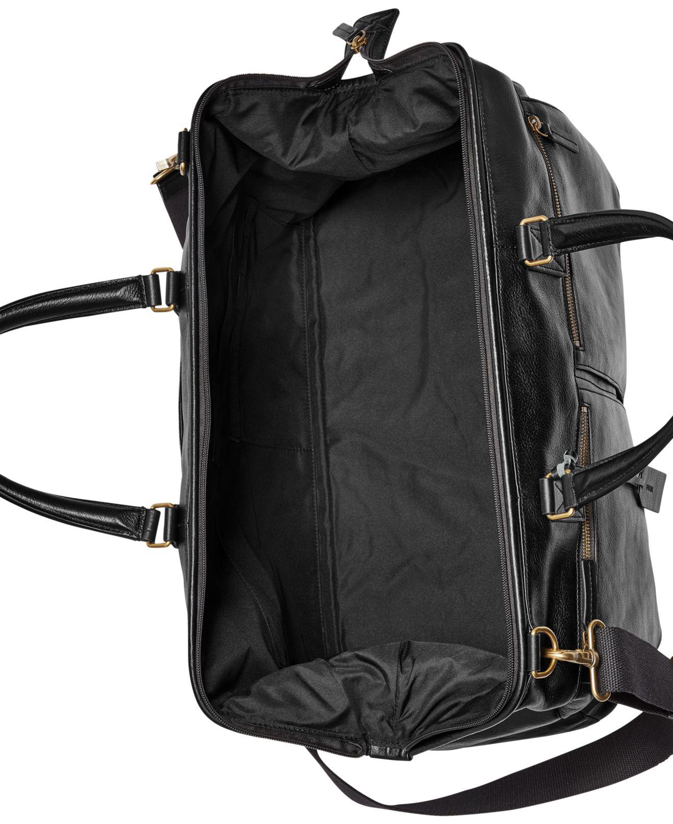 fossil men's leather duffel bag