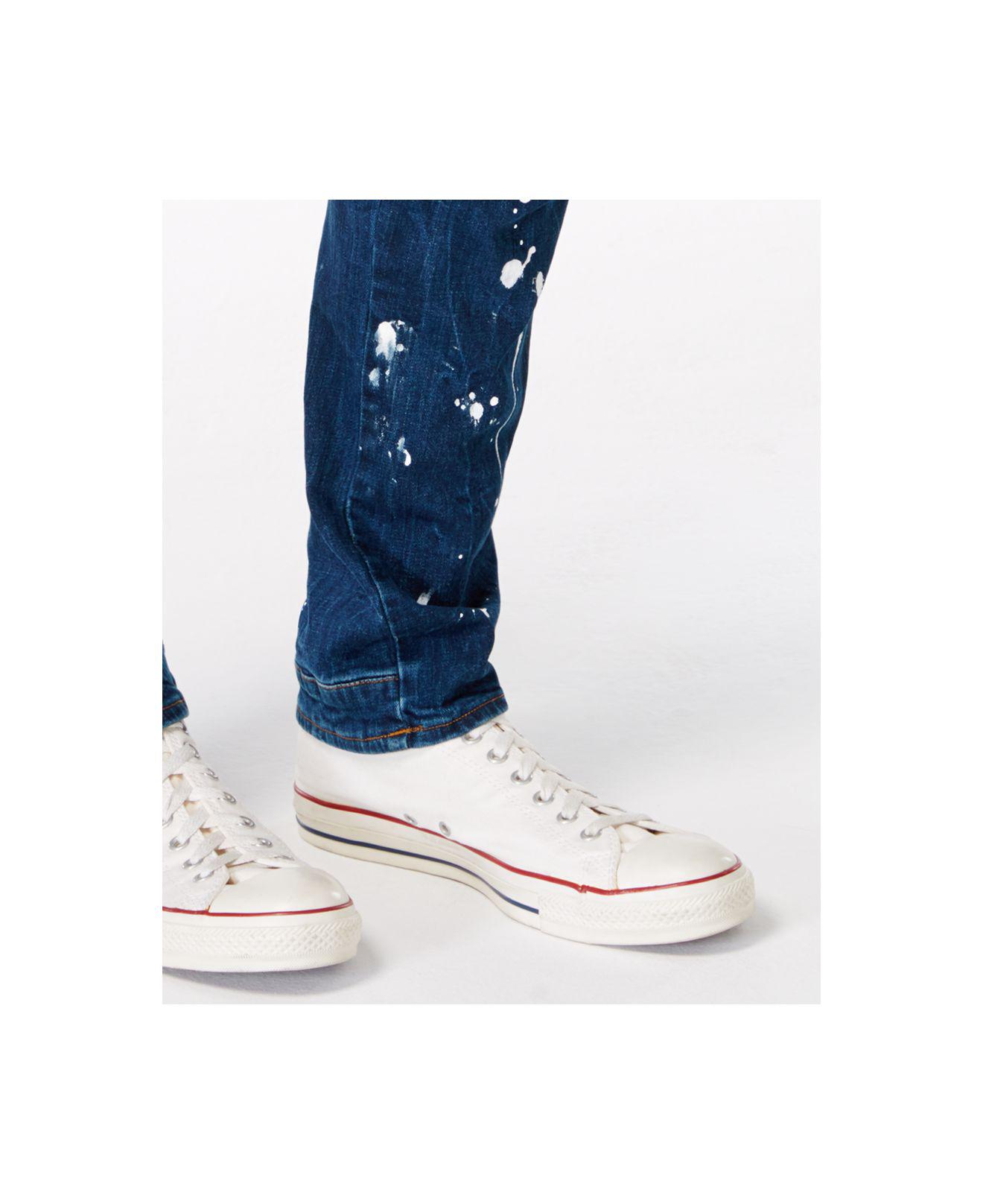 GStar RAW Denim Men's 5620 Slimfit Paintsplatter Jeans in Light