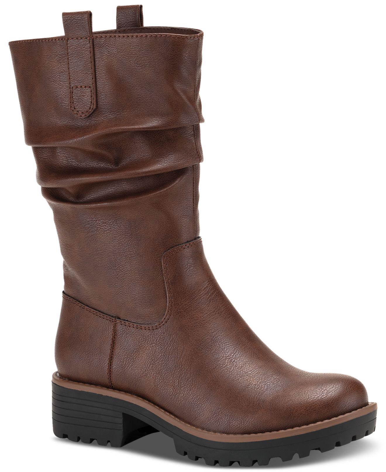 Sun & Stone Nelliee Lug Sole Slouch Boots, Created For Macy's in Brown ...