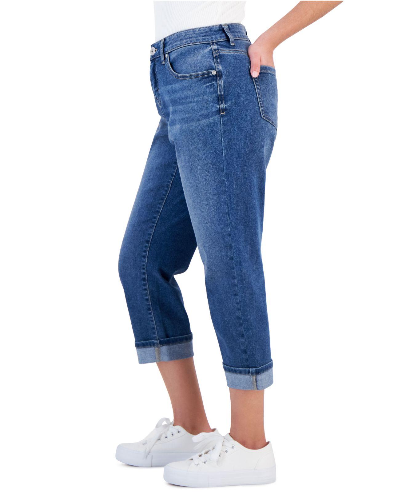 Style & Co. Petite Mid-rise Curvy-fit Roll Cuff Capri Jeans, Created For  Macy's in Blue | Lyst