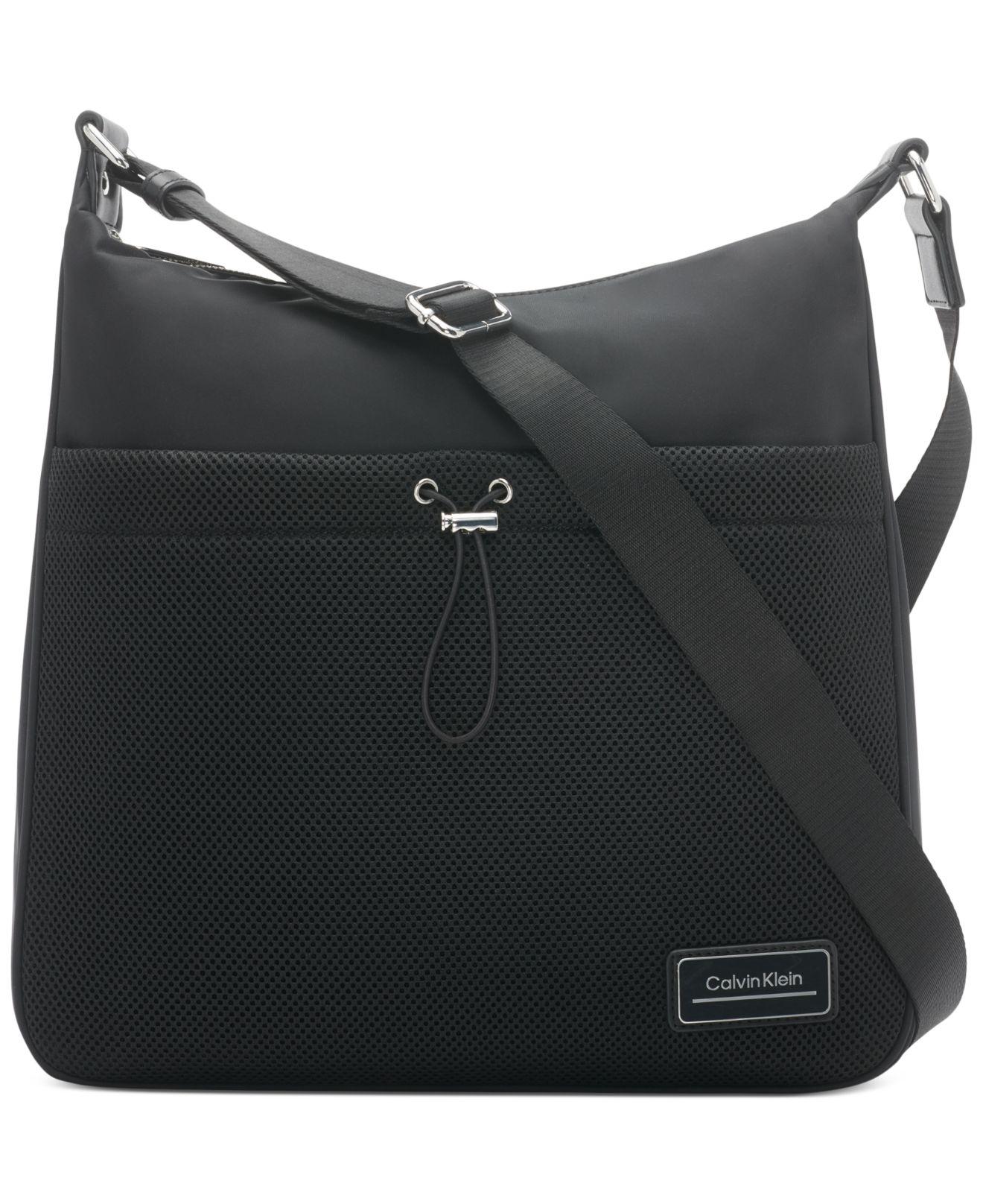 Calvin Klein Jessie Mesh Pocket Nylon Messenger in Black | Lyst