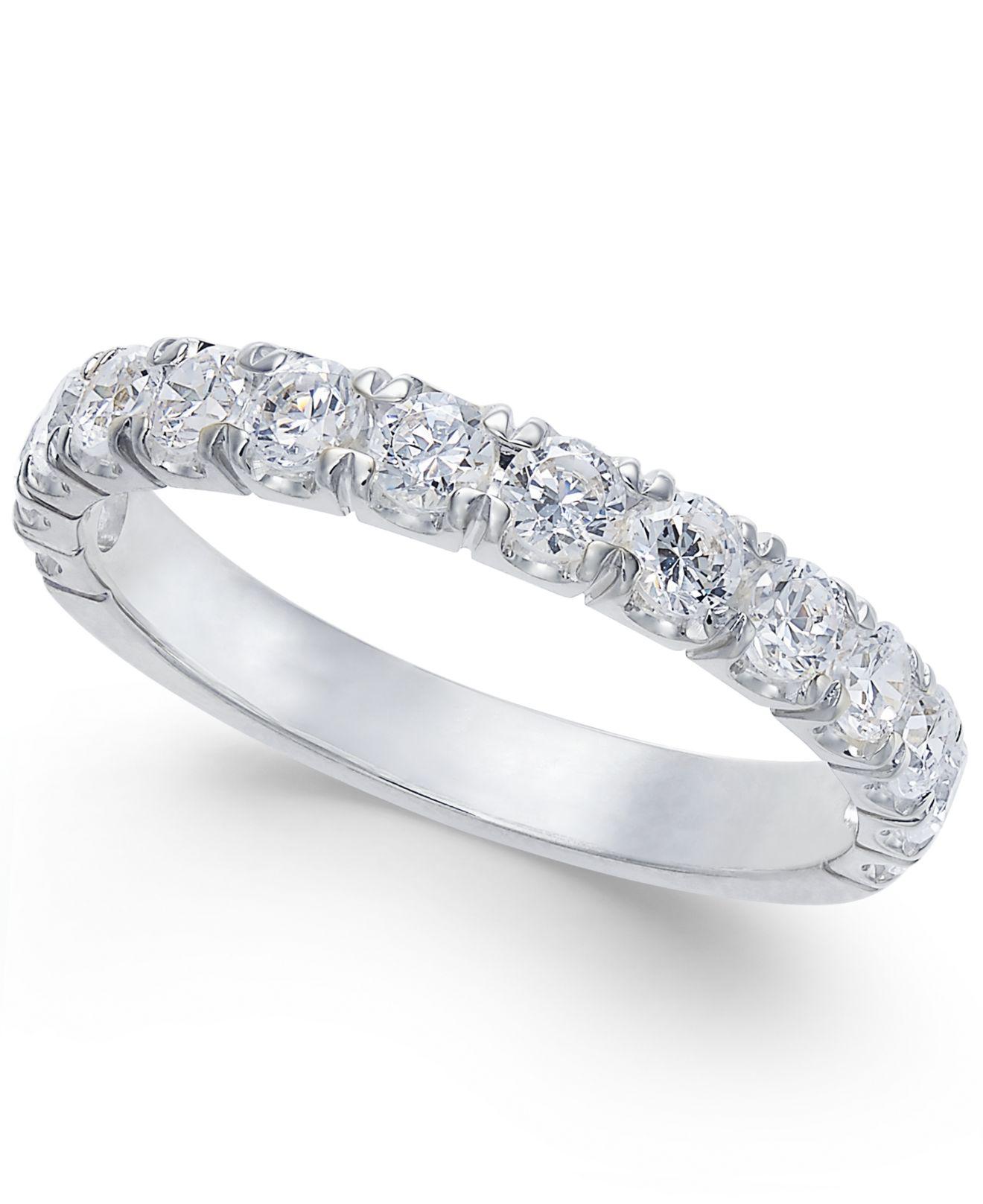 Macy's Diamond Band Ring (1 Ct. T.w.) In 14k White Gold in Metallic Lyst