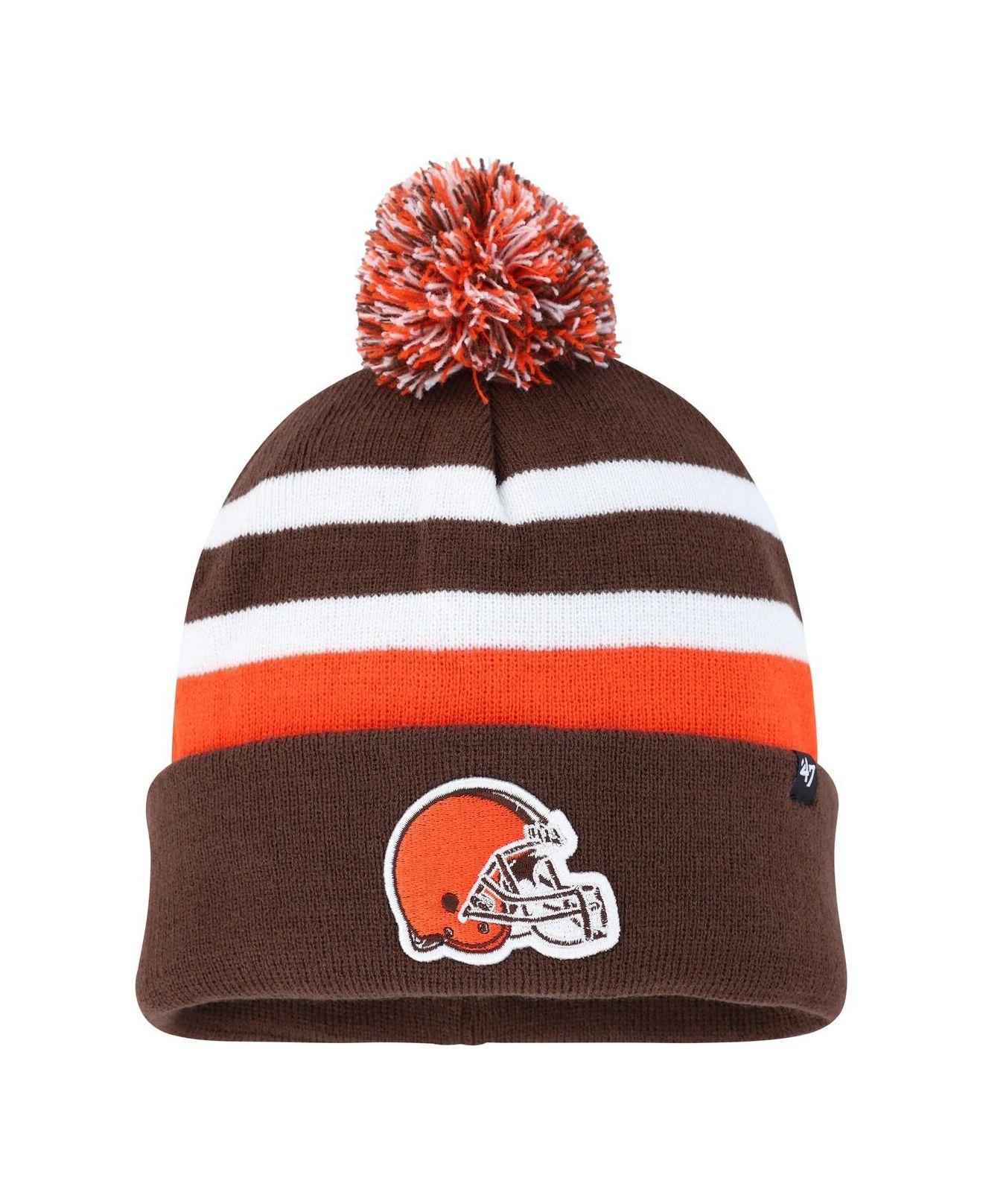 '47 Gray/Brown Cleveland Browns Rexford Cuffed Knit Hat with Pom