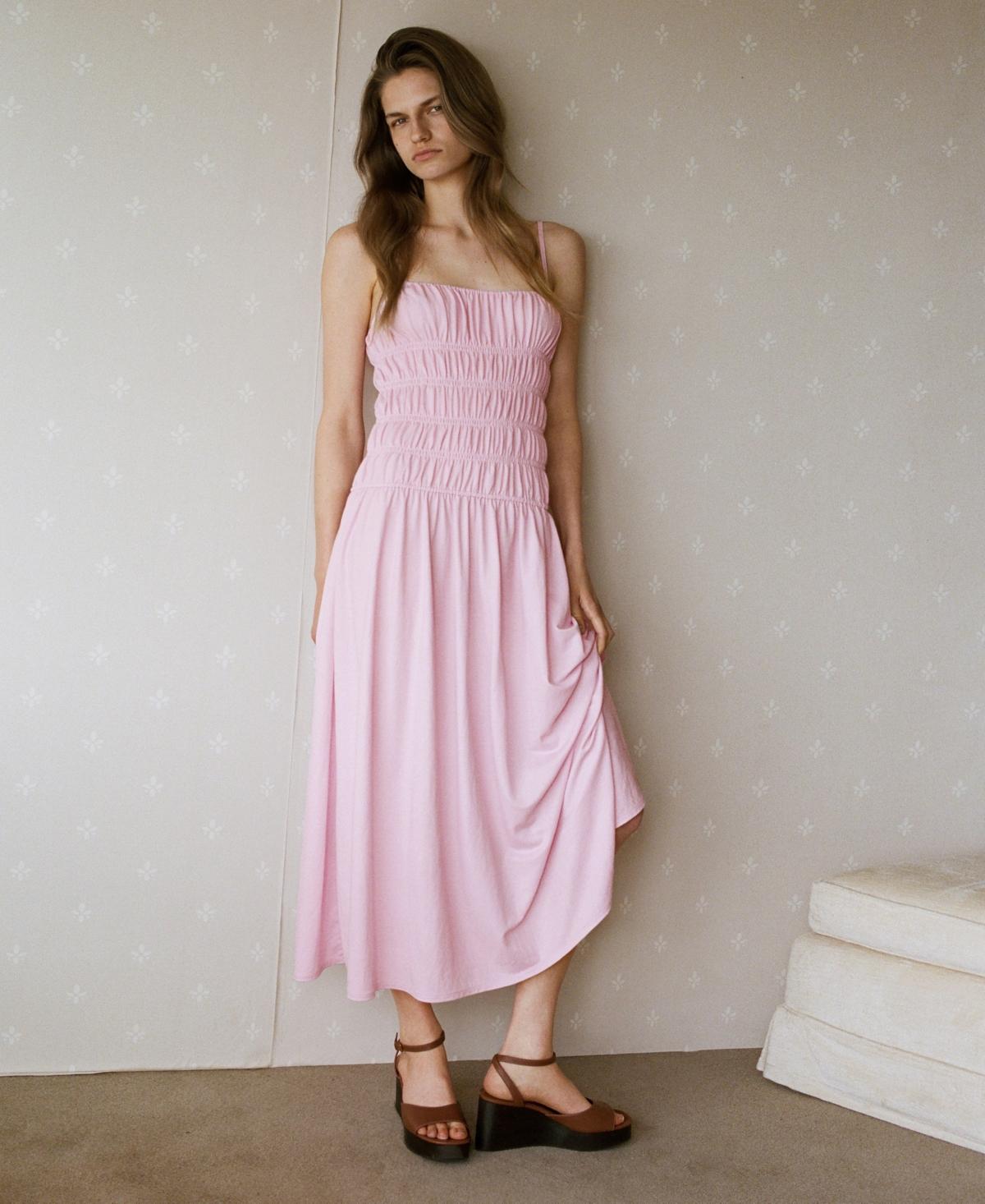 mango pink linen dress mango linen strap dress