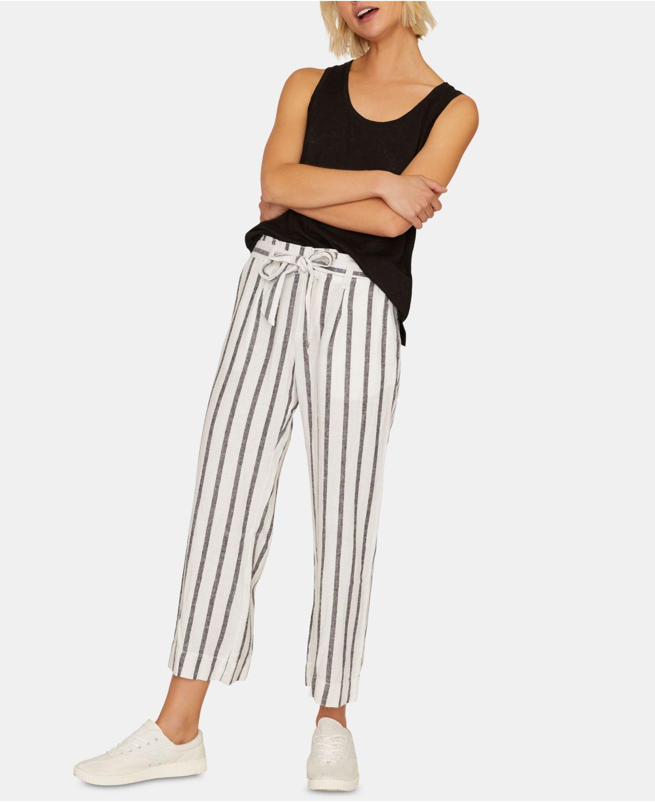 Striped Wide-leg Capri Pants 