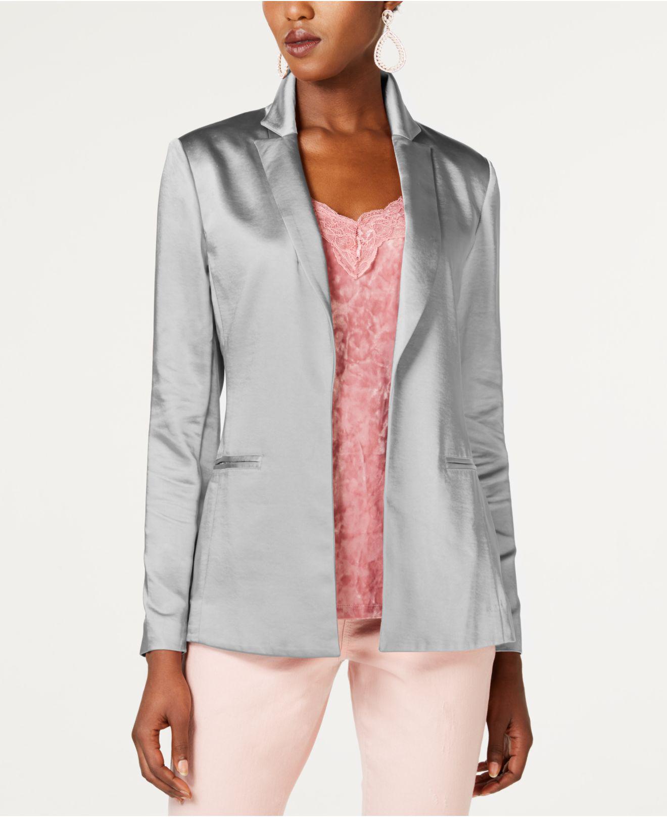 INC International Concepts I.n.c. Satin Open-front Blazer, Created For  Macy's in Silver (Metallic) | Lyst