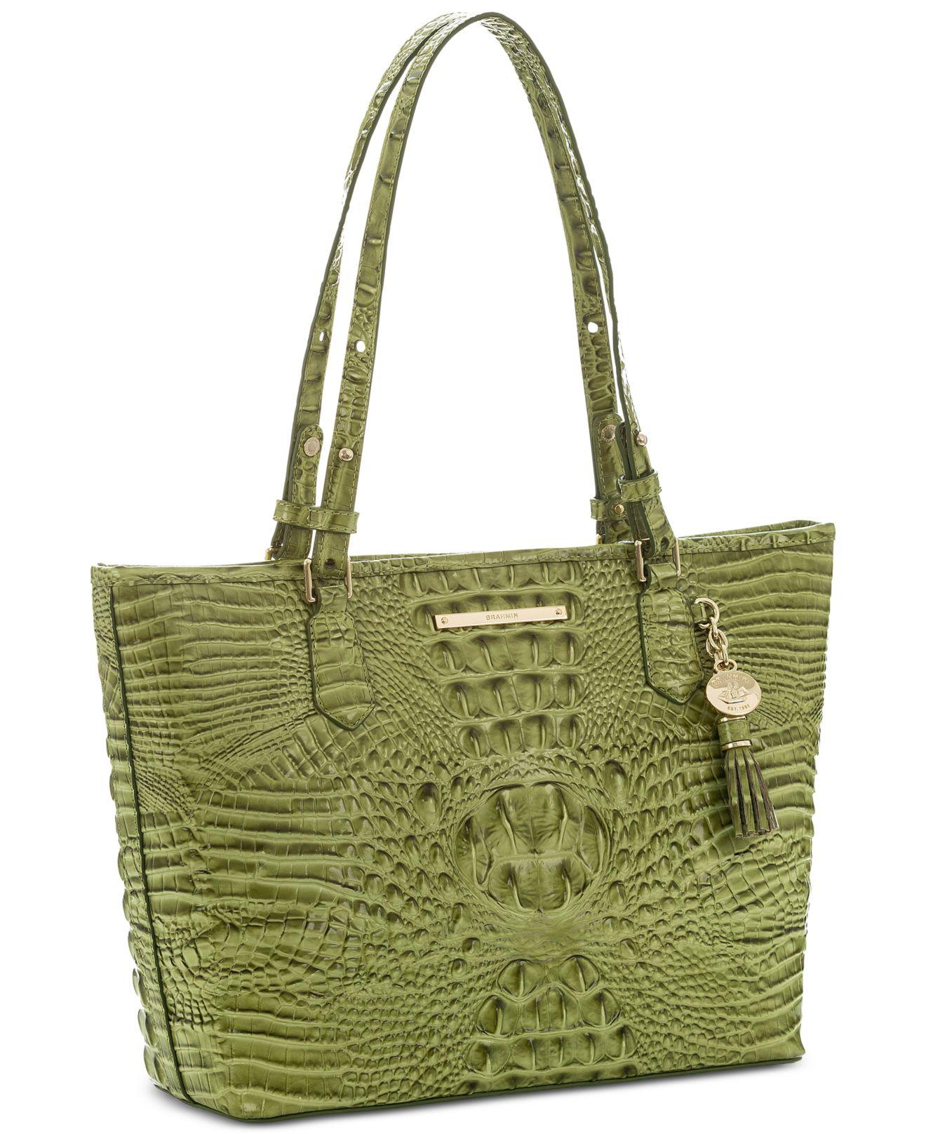 Brahmin Medium Asher Melbourne Embossed Leather Tote in Green - Lyst