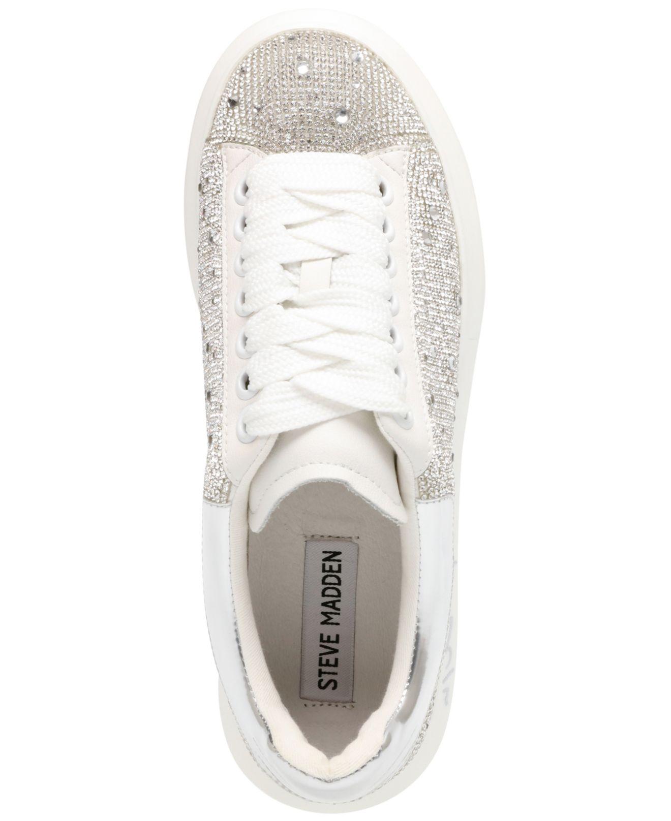 Steve Madden Glimmer-r Flatform Lace-up Sneakers in White | Lyst