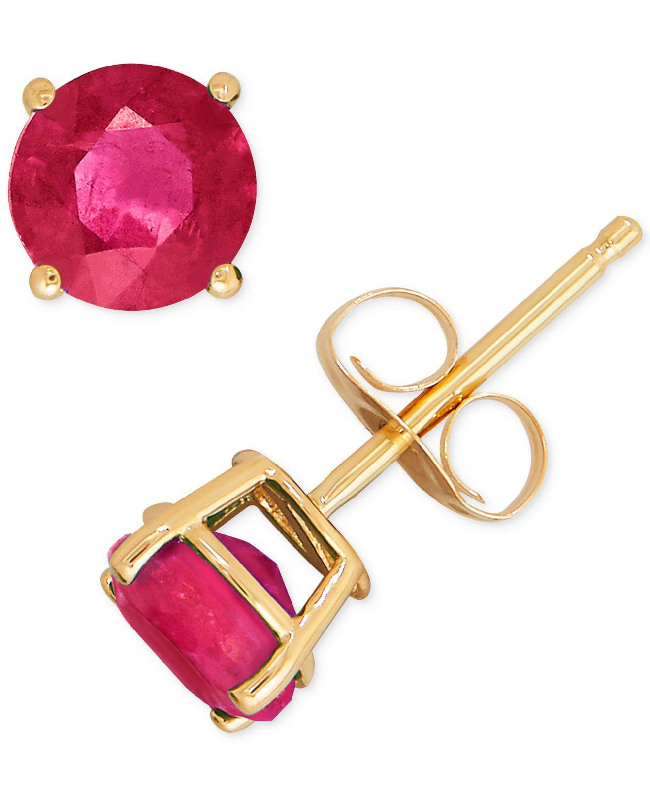 Macy's Ruby Stud Earrings (1-1/3 Ct. T.w.) In 14k Gold in Red - Lyst