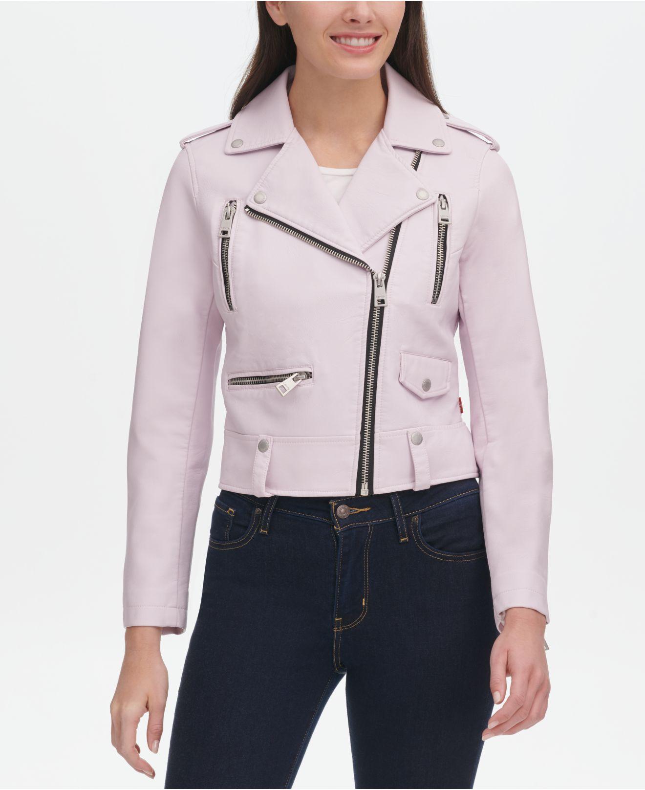 Levi's Classic Faux Leather Asymmetrical Motorcycle Jacket in Blush