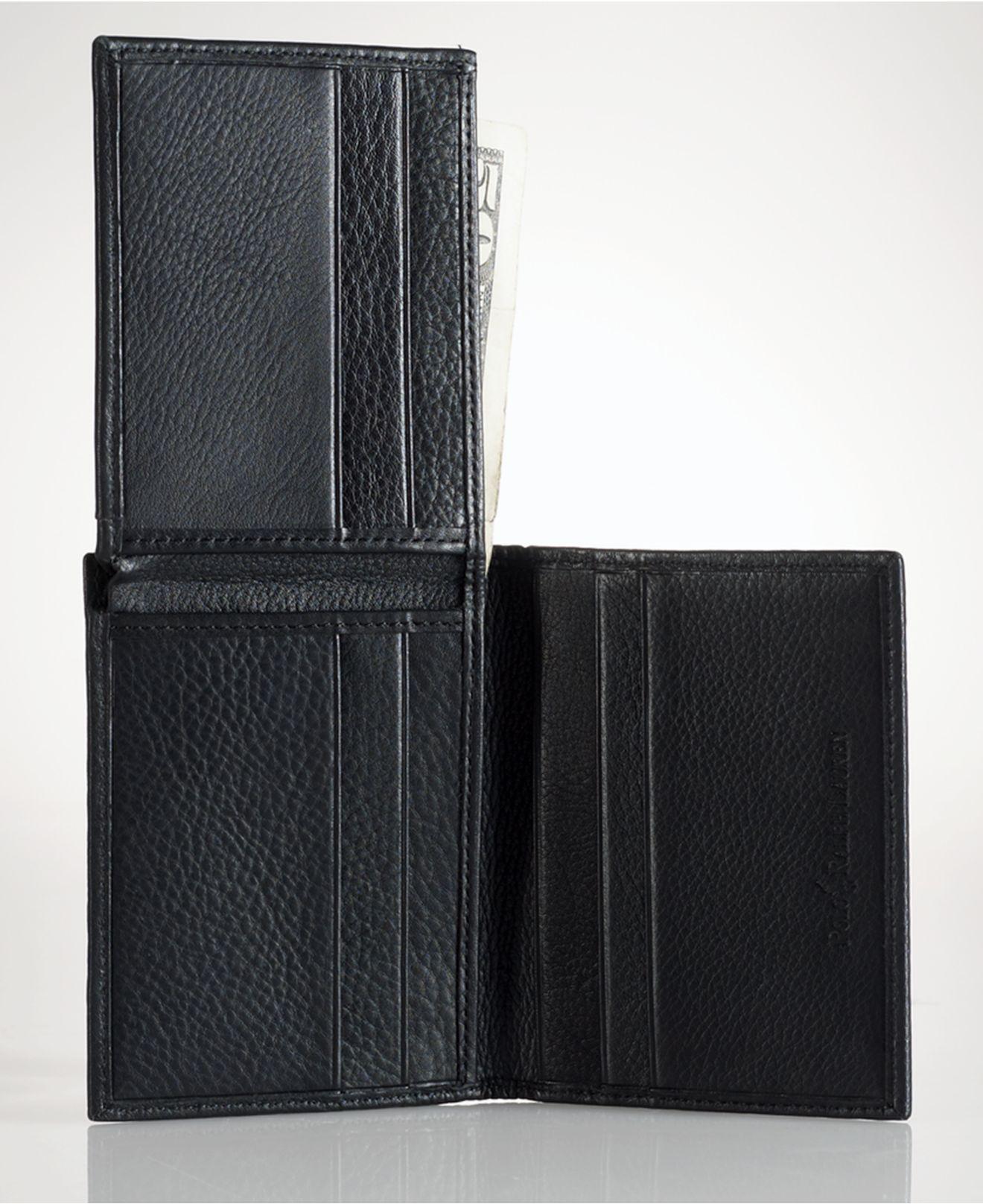 Polo Ralph Lauren Pebbled Leather Window Billfold Wallet in Black for Men |  Lyst