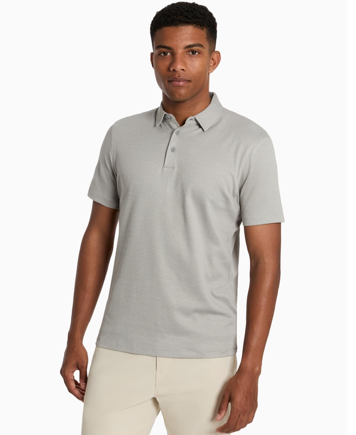 Kenneth Cole Slim-fit Two-toned Textured-knit Polo Shirt in Gray