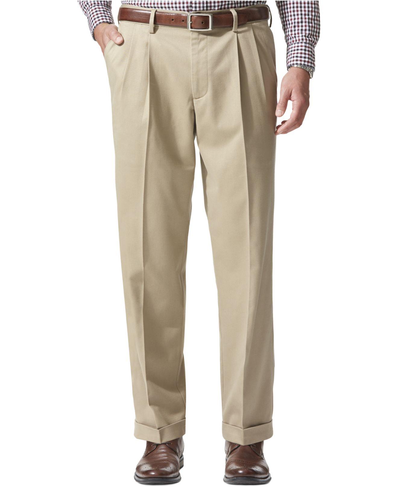 Dockers Cotton Relaxed Fit Comfort Khaki Pleated Pants in British Khaki ...