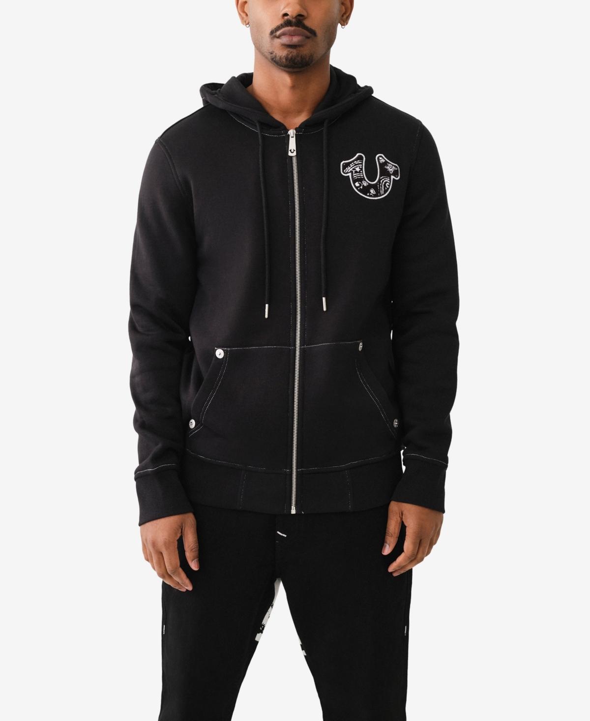 True Religion Paisley Chenille Zip Up Hoodie in Black for Men Lyst