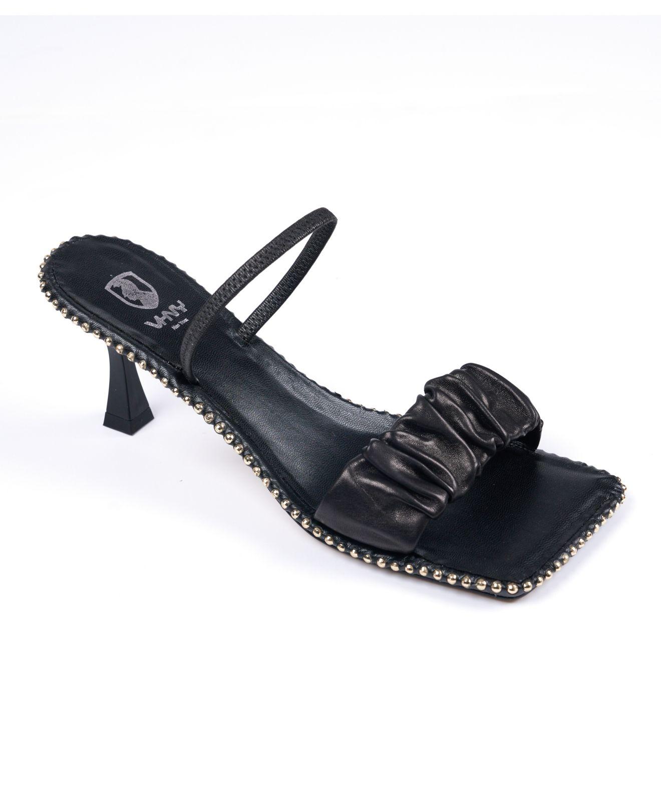VHNY Ruched Studded Kitten Heels in Black Lyst