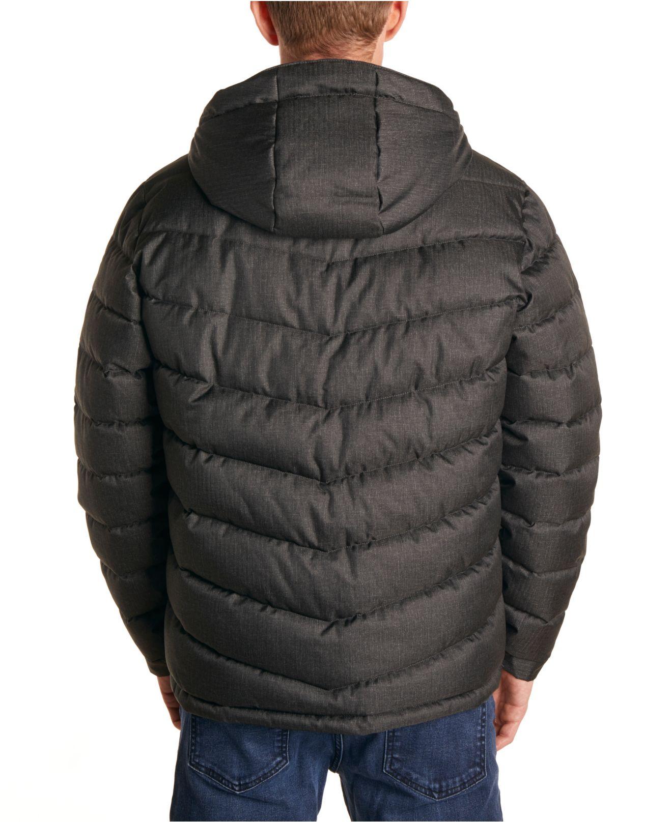 Perry Ellis mens Heather Puffer Jacket With Hood