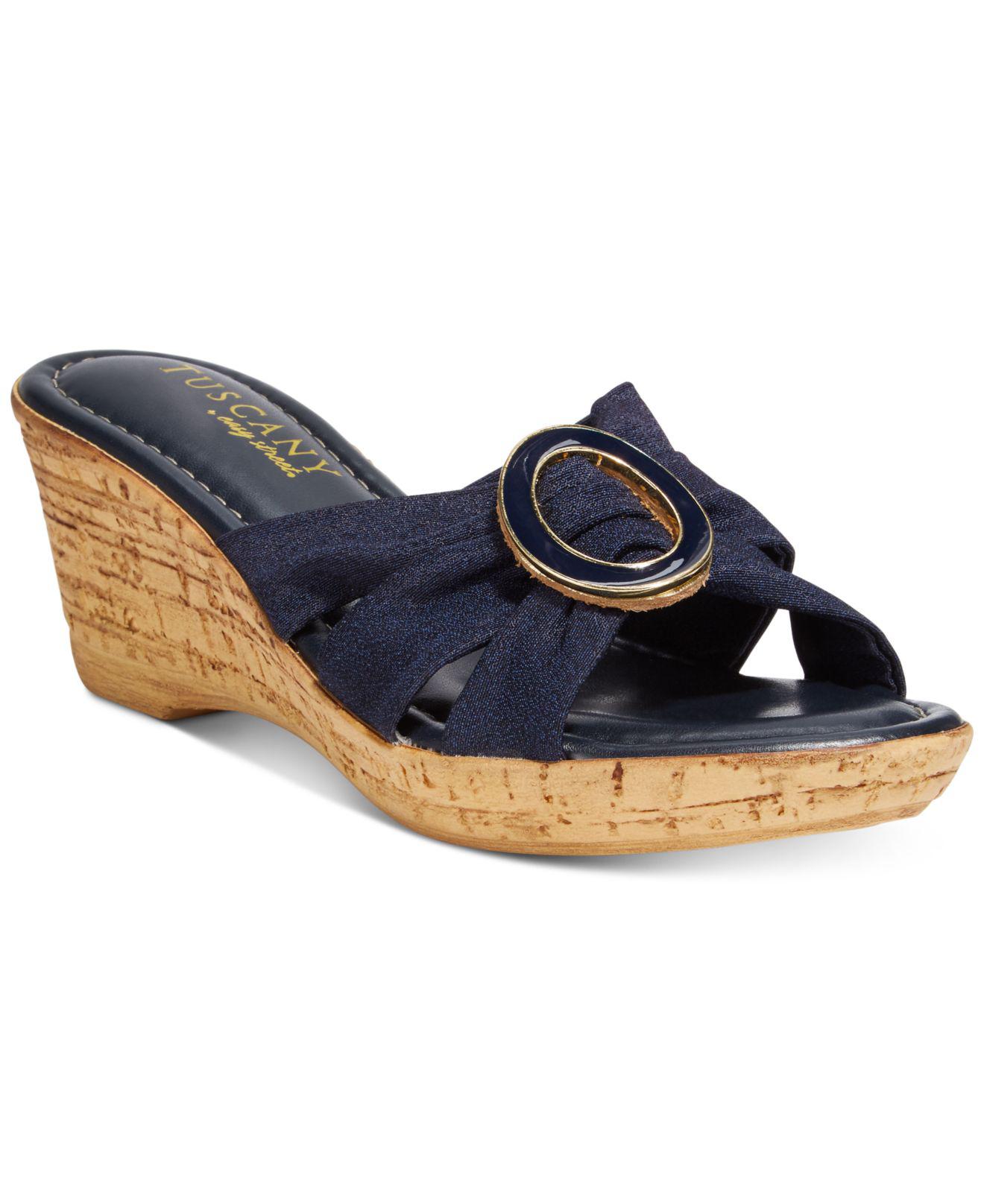 Easy Street Tuscany Conca Wedge Sandals in Navy (Blue) - Lyst
