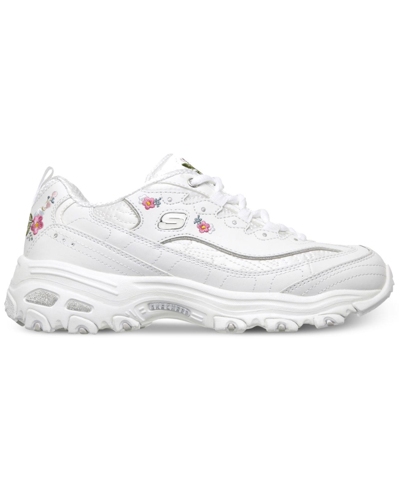 Skechers Leather Bright Blossoms Sneaker in White | Lyst