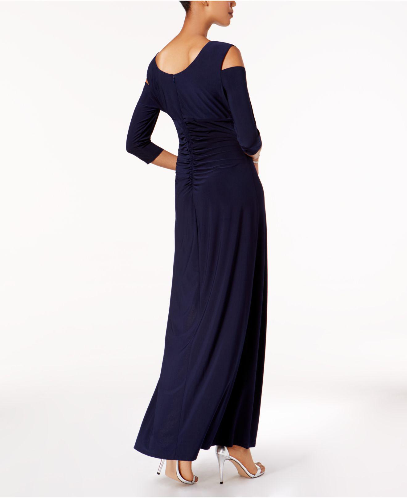 R & M Richards Cold-shoulder Gown in Blue - Save 19% - Lyst