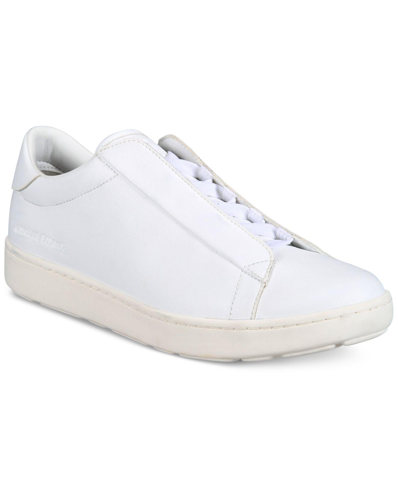 Armani Exchange Men�s Hidden Lace Sneakers in White for
