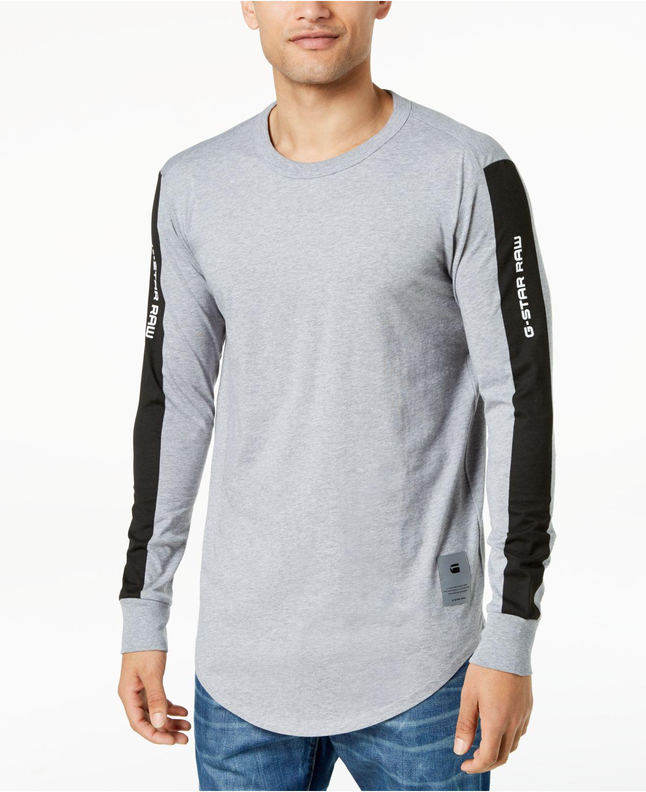 G Star Raw Cotton Swando Stripe Logo Long Sleeve T Shirt Created
