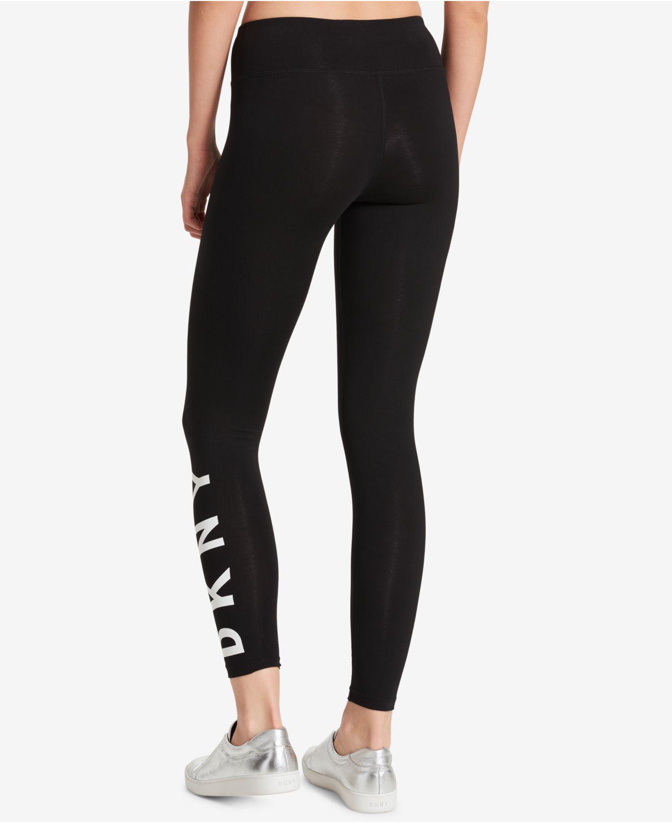 dkny Black Top Heather Sport Cityscape Logo Leggings