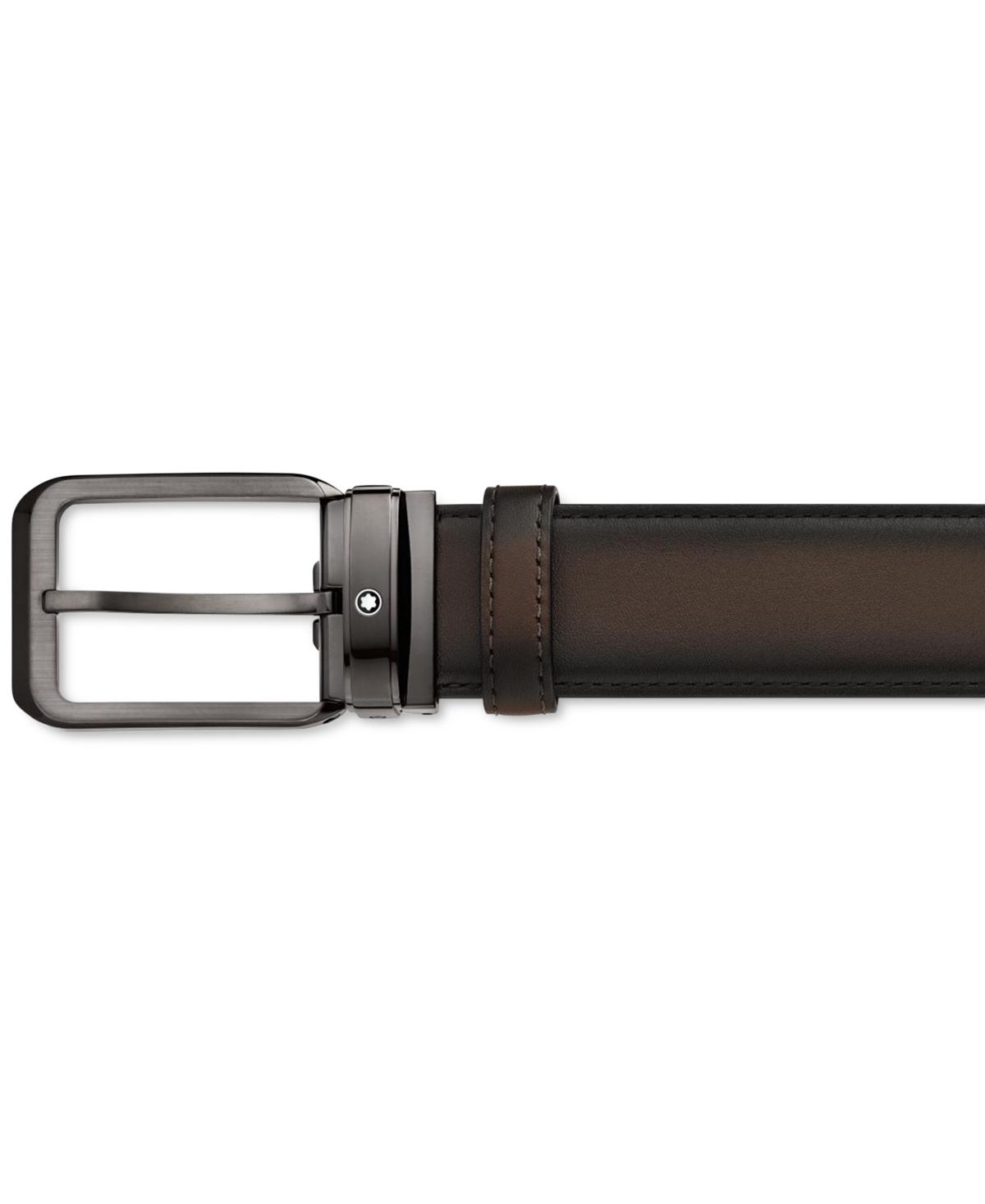 Horseshoe buckle printed black 40 mm leather belt - Luxury Belts