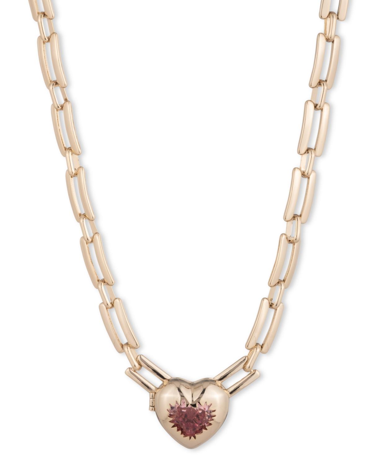 【Givenchy】Gold-Tone Stone Heart Pendant Necklace, Givenchy Gold-tone Stone Heart Pendant Necklace in Metallic