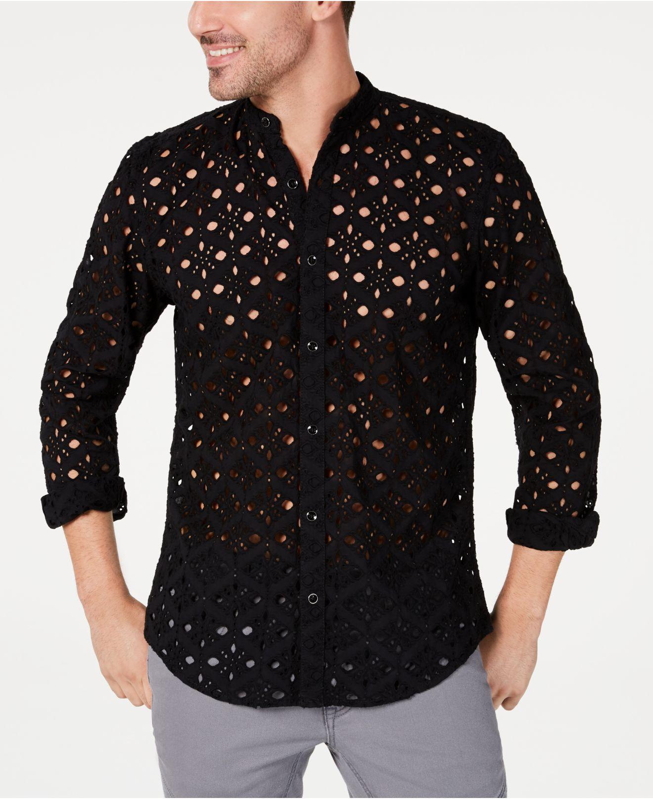 INC International Concepts Cotton Embroidered Eyelet Shirt, Created For
