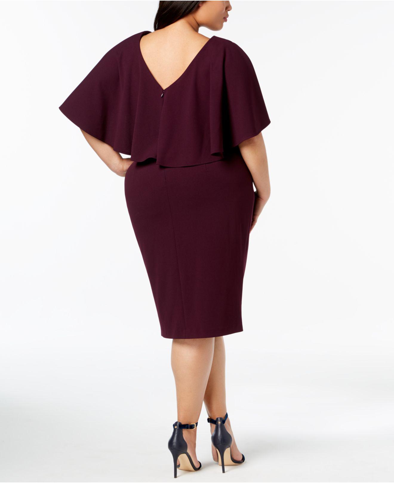 calvin klein plus size capelet sheath dress