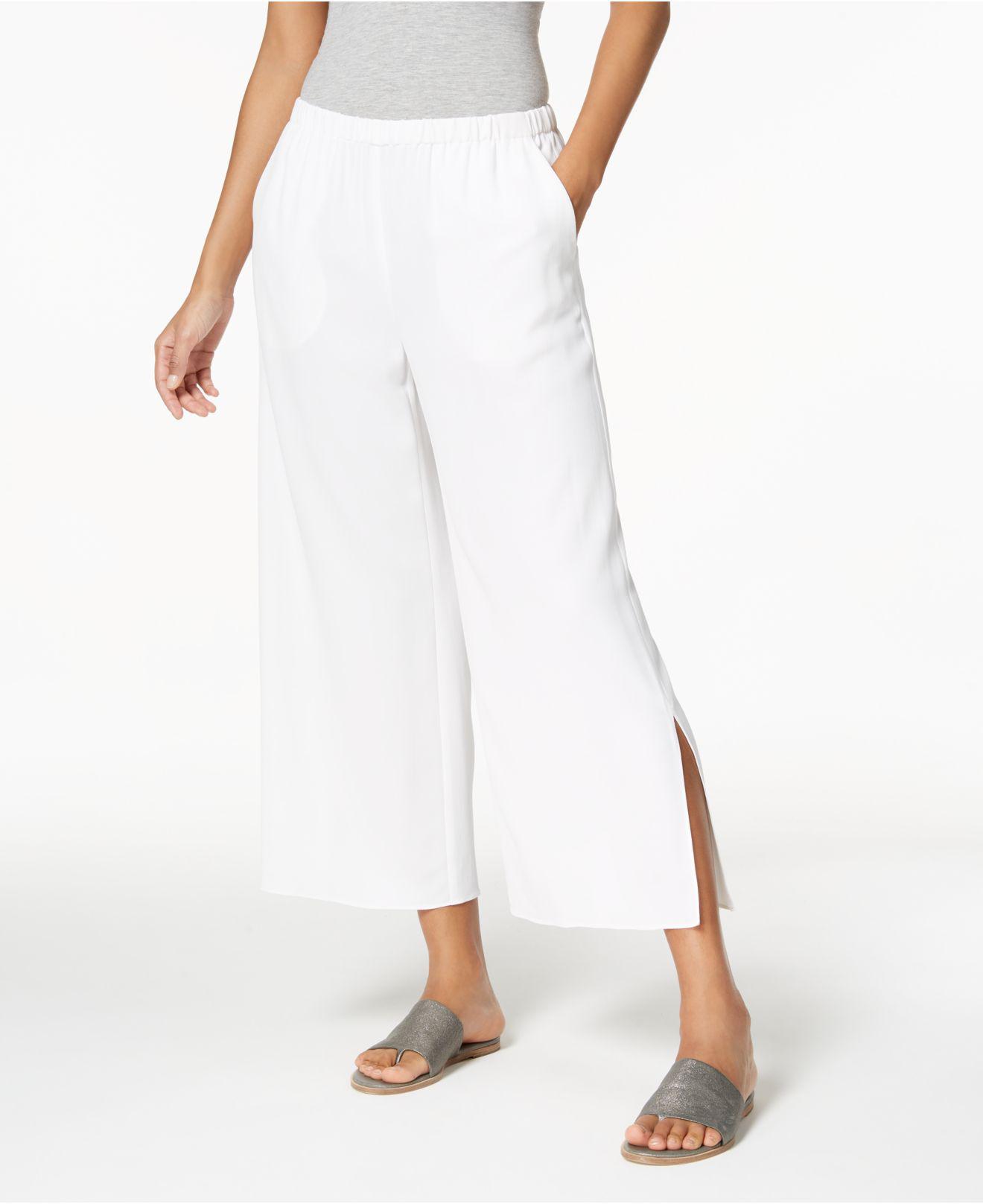 Lyst - Eileen Fisher ® Crepe Pull-on Cropped Side-slit Pants, Regular ...