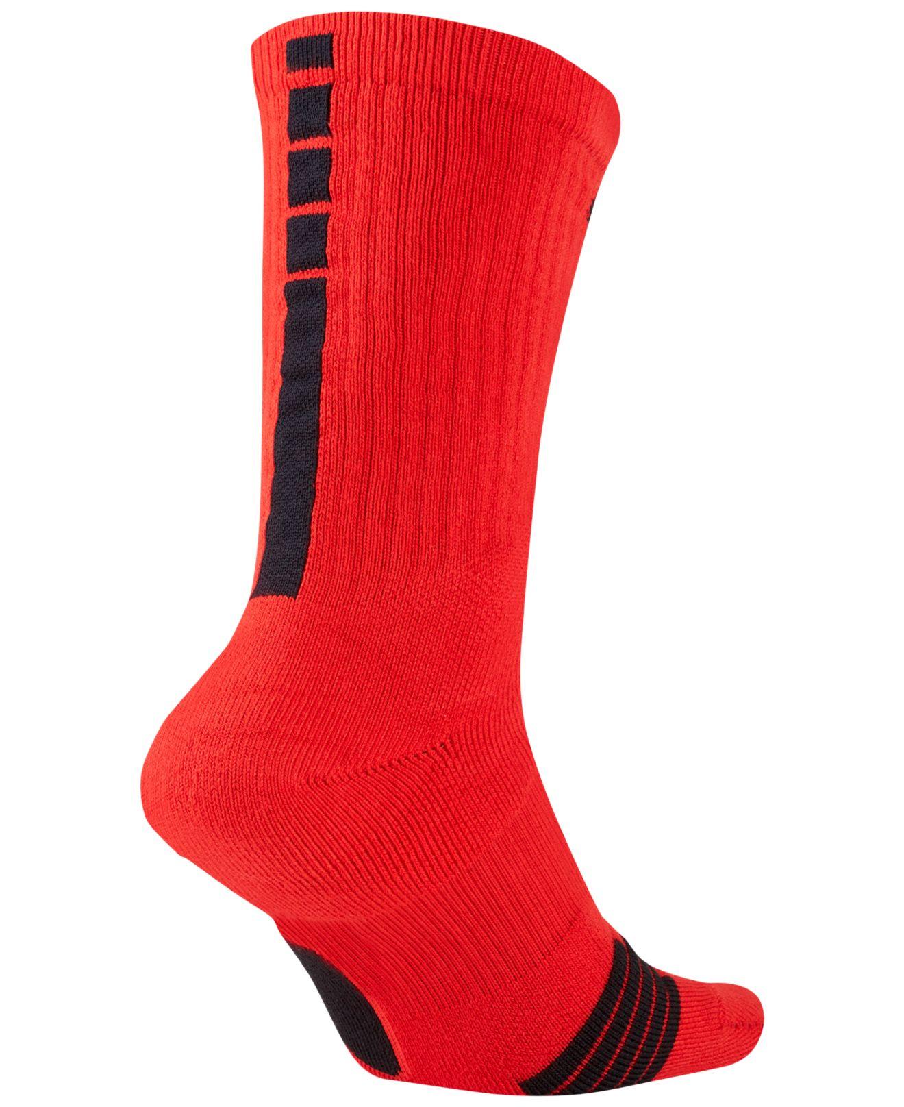 Nike Cotton Elite Basketball Crew Socks in University Red/Black (Red ...