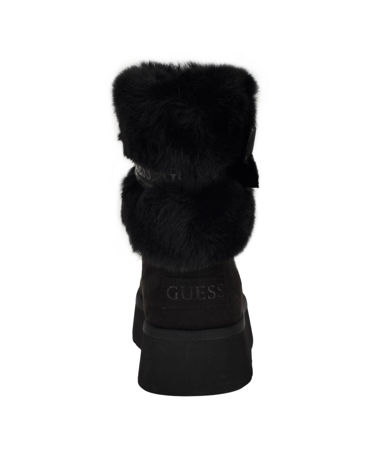 Guess Denla Cold Weather Faux Fur Booties in Black Lyst