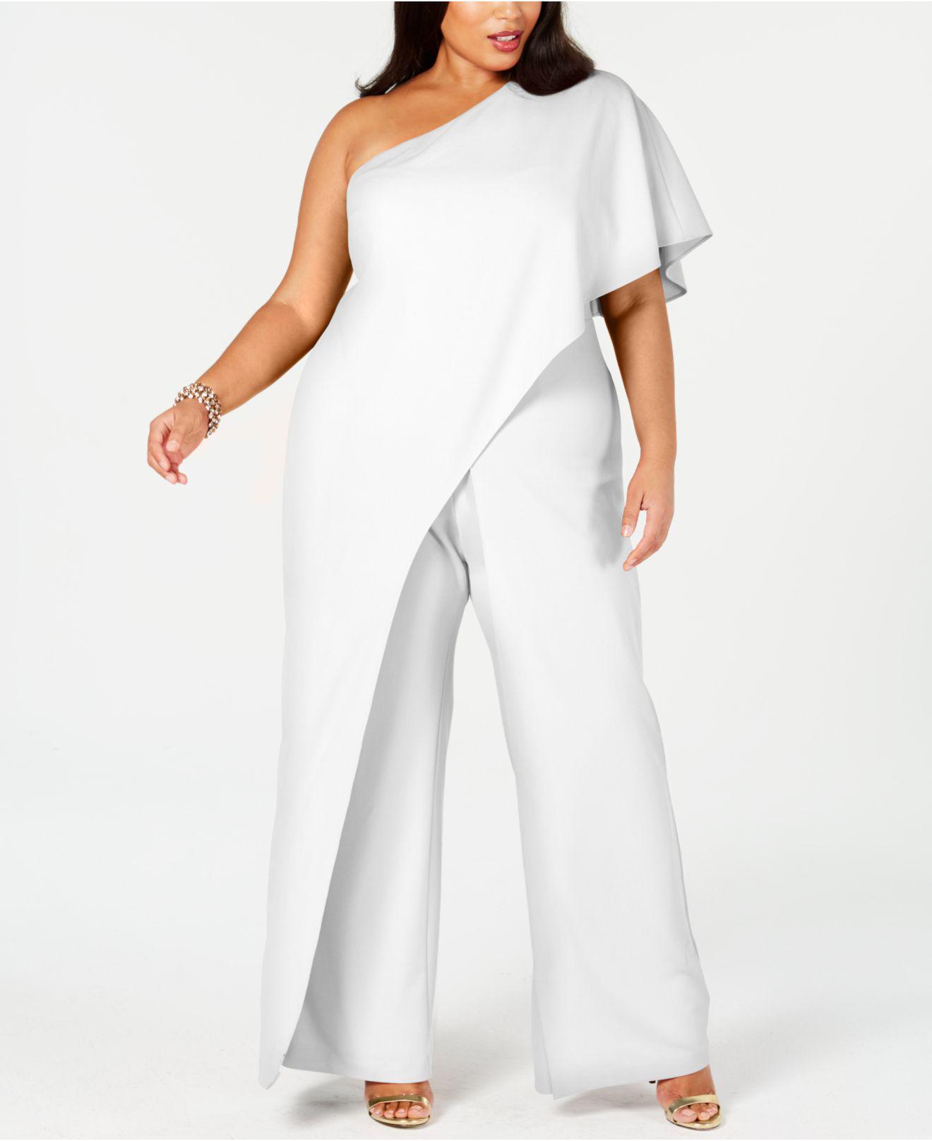 Draped One-shoulder Jumpsuit in Ivory ...
