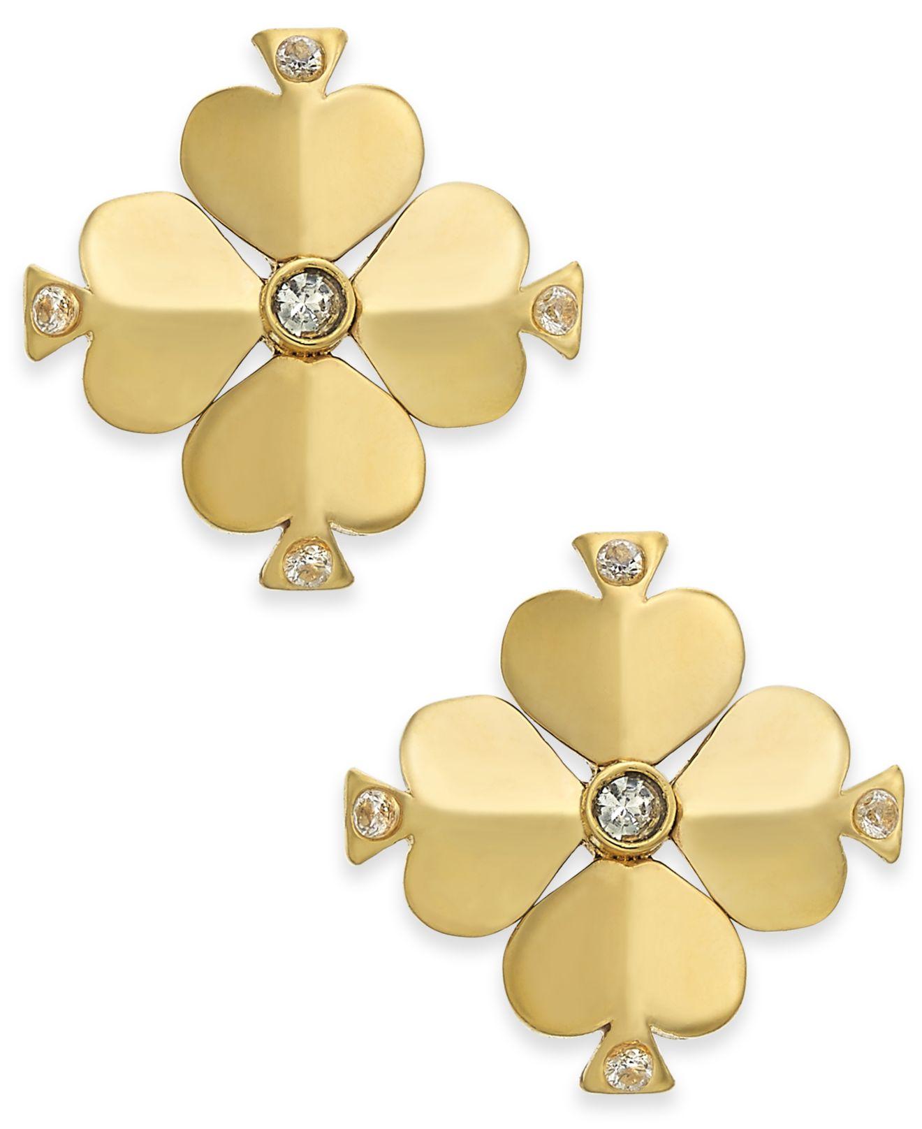 Lyst Kate Spade Goldtone Crystal Flower Stud Earrings in Metallic