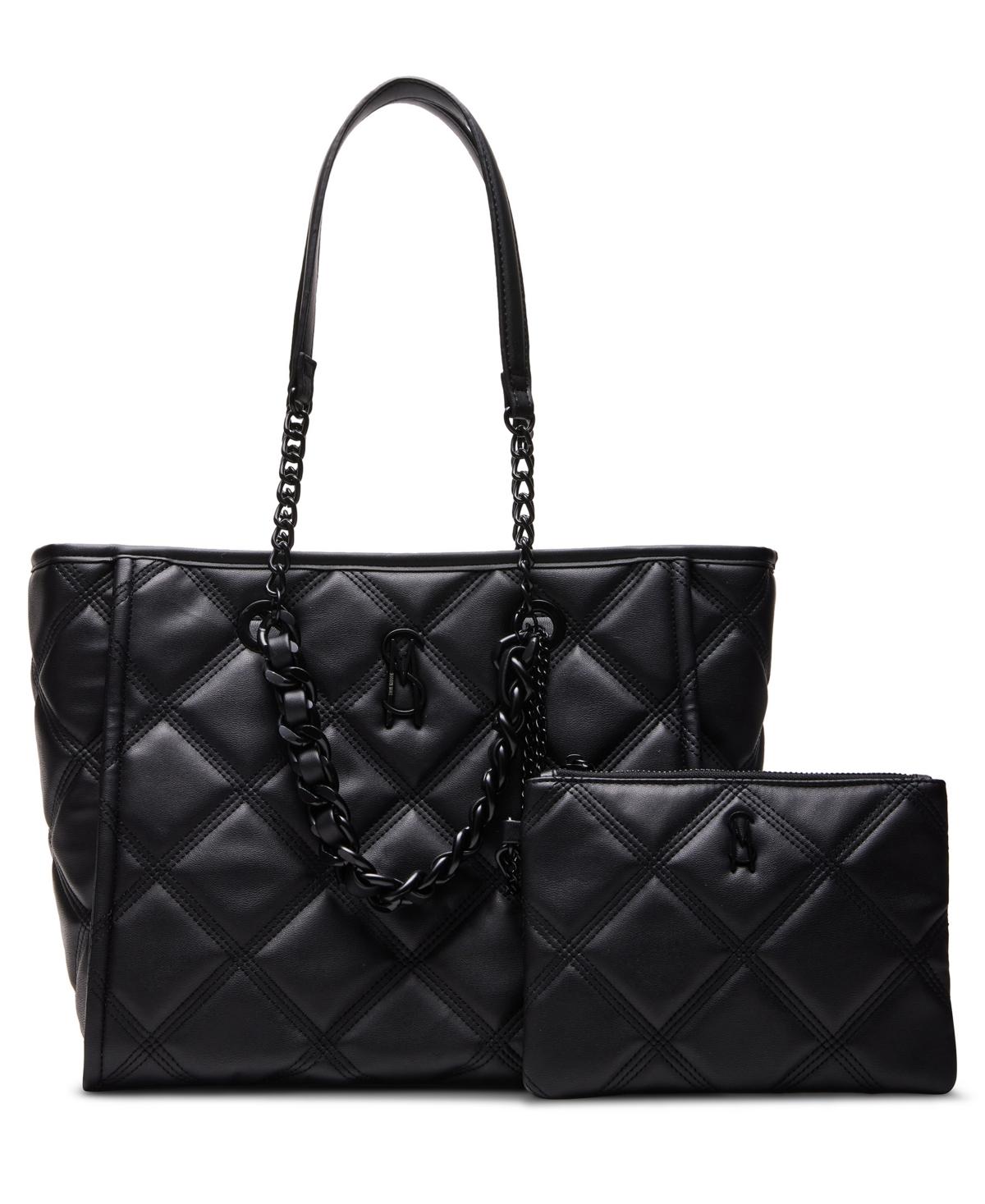 Steve Madden Damen Umhängetasche Steve Madden Damen Quilted Top Handle Satchel BMICH Gesteppte Umhängetasche Mit Tragegriff Oben, Kreide Steve Madden Sale