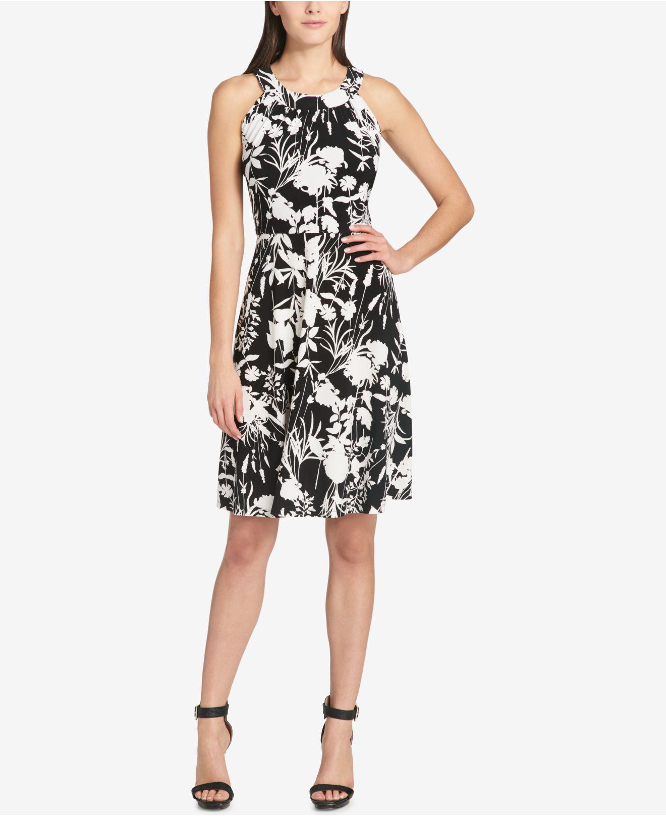 tommy hilfiger black white dress