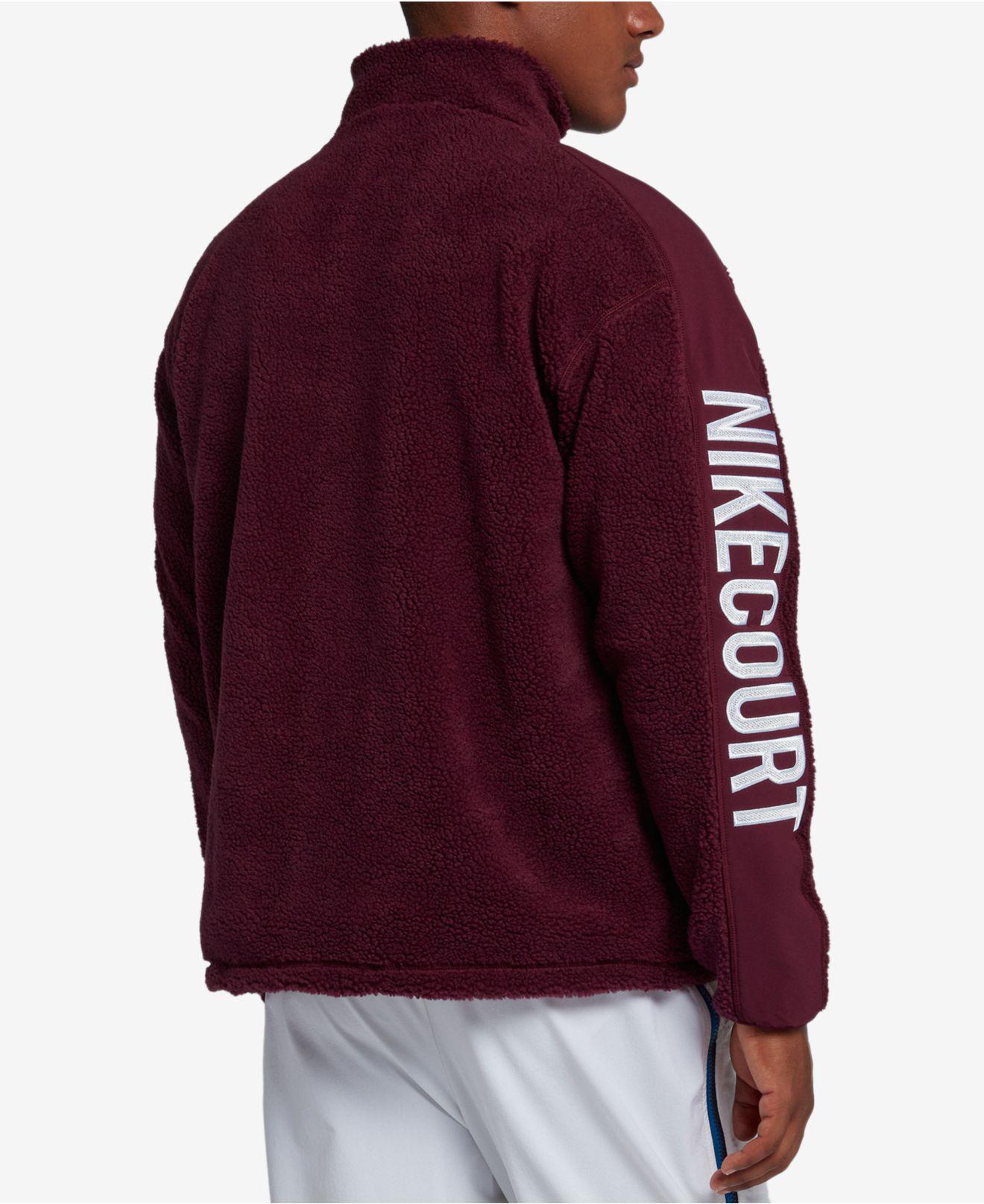 Nike Court Bushed-fleece Half-zip Sweatshirt in Bordeaux (Purple) for ...