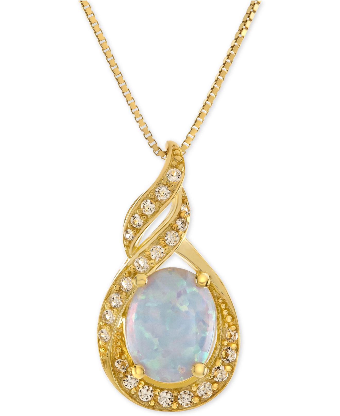 Macy's Lab-created Opal (1 Ct. T.w.) And White Sapphire (1/5 Ct. T.w ...