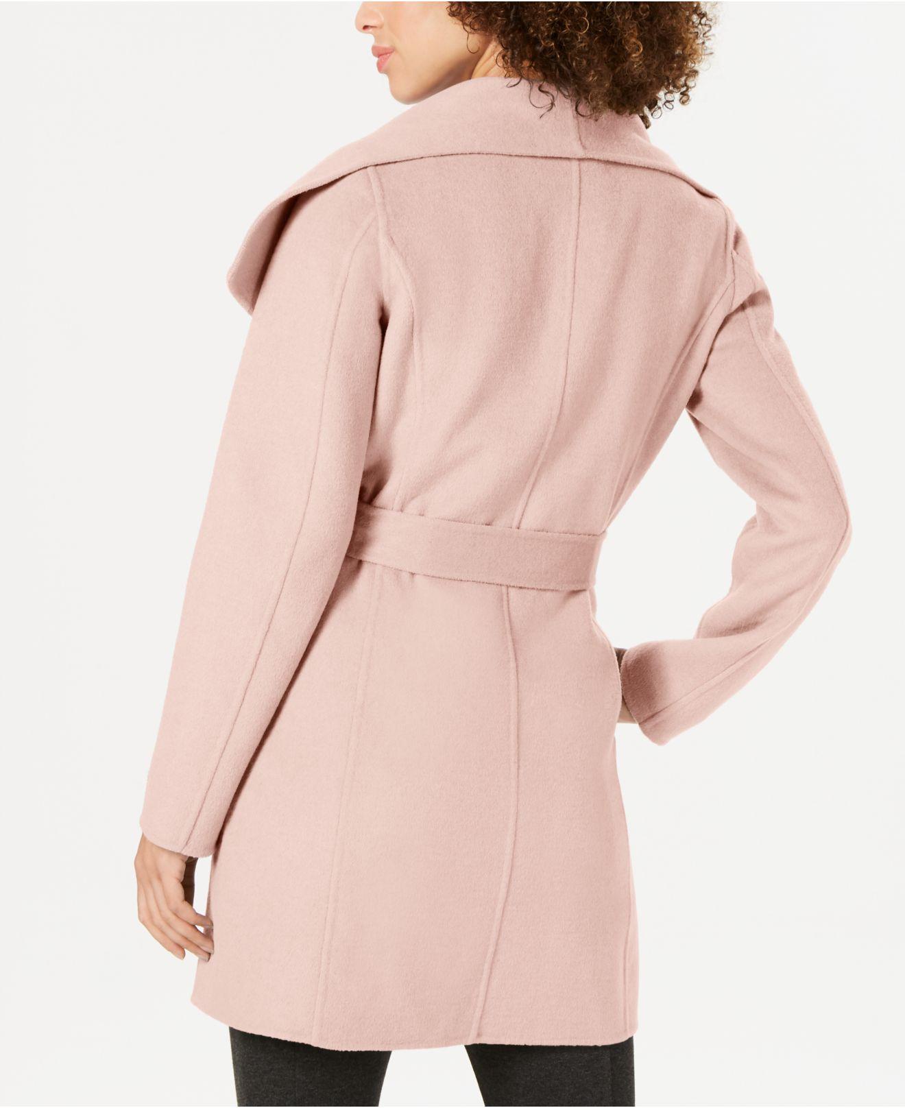 Tahari Wool Wing-collar Wrap Coat in Powder Pink (Pink) - Lyst