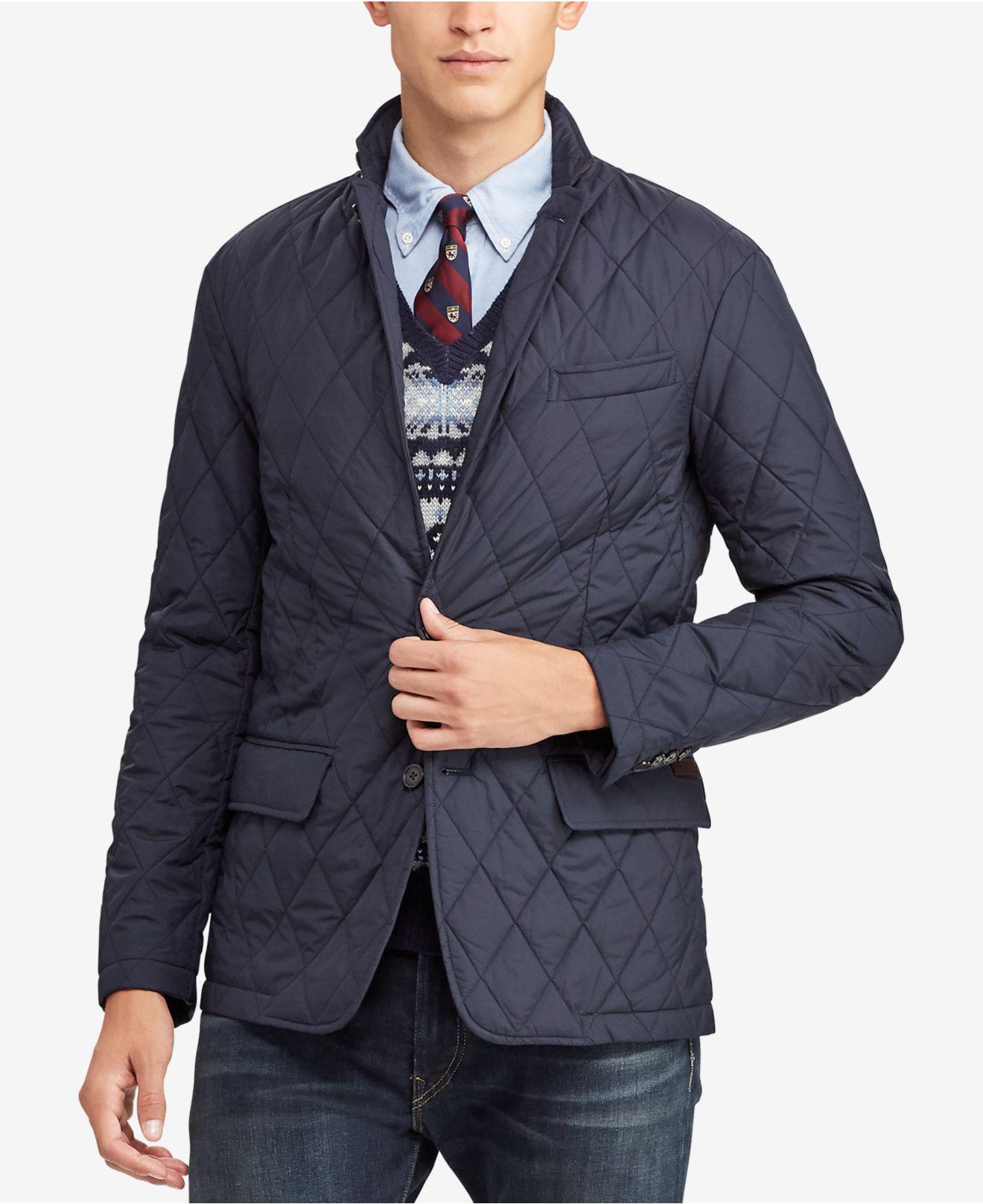 Polo Ralph Lauren Leather Quilted Sportscoat in Navy (Blue) for Men - Lyst