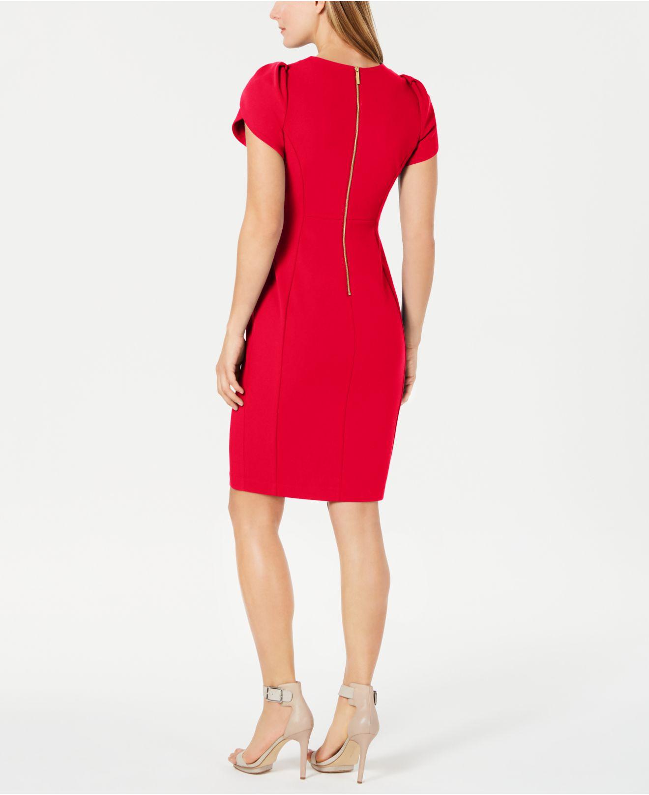 Calvin Klein Synthetic Tulip-sleeve Sheath Dress, Regular & Petite ...