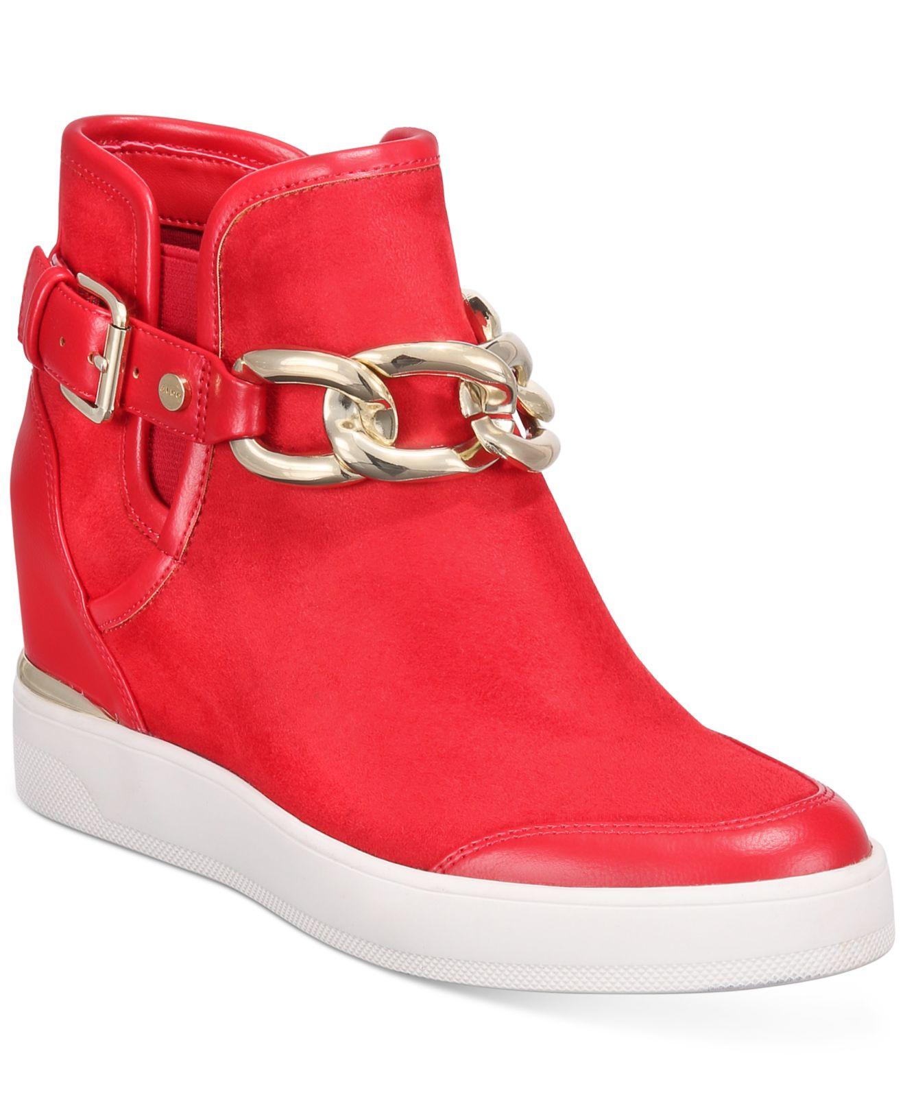 ALDO Cotton Micacea Wedge Sneakers in Red | Lyst