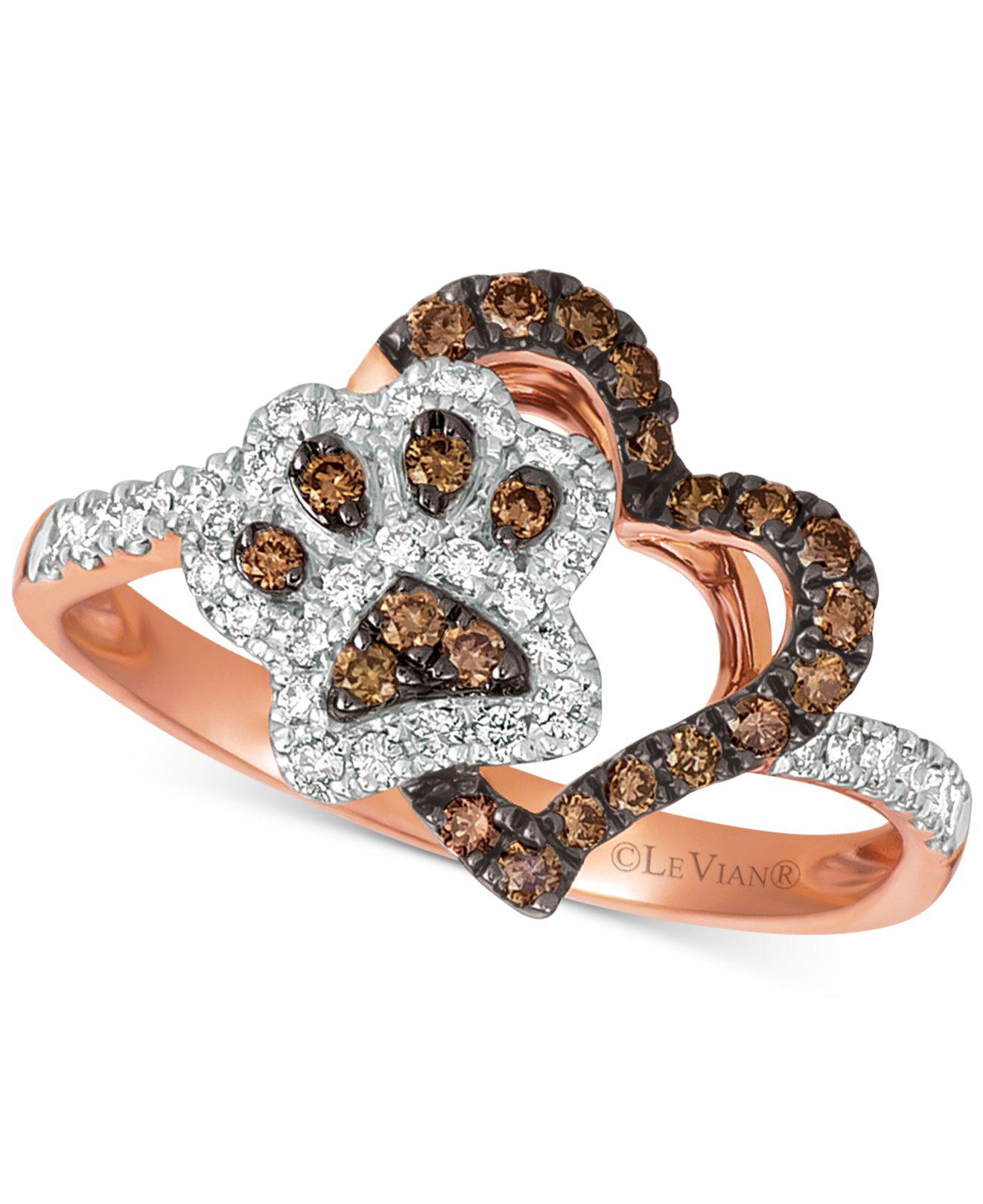 Le Vian ® Nudetm & Chocolate® Diamond Paw Print Heart Ring (3/8 Ct. T.w