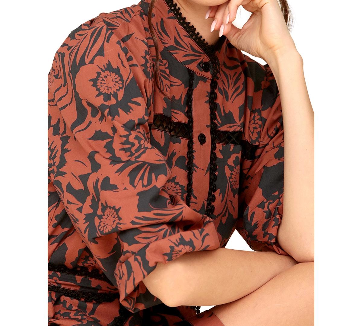 avec les filles women's cotton belted puffed-shoulder dress Avec Les Filles Cotton Belted Puffed-shoulder Dress in Red
